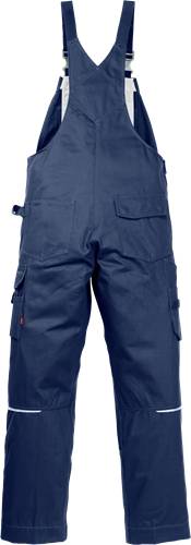 Blaue Arbeitshose mit Taschen, geeignet für industrielle oder handwerkliche Arbeitsbereiche.