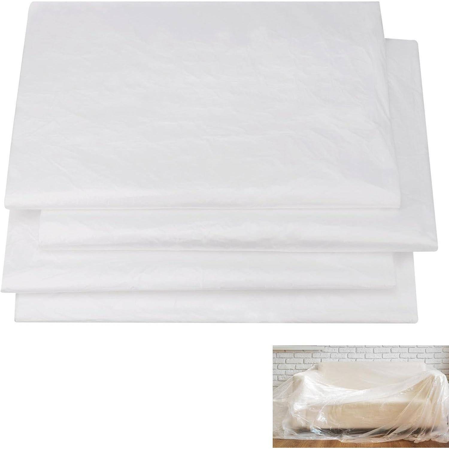 4er Set Transparente Abdeckfolie 4×5m Malerfolie PE für