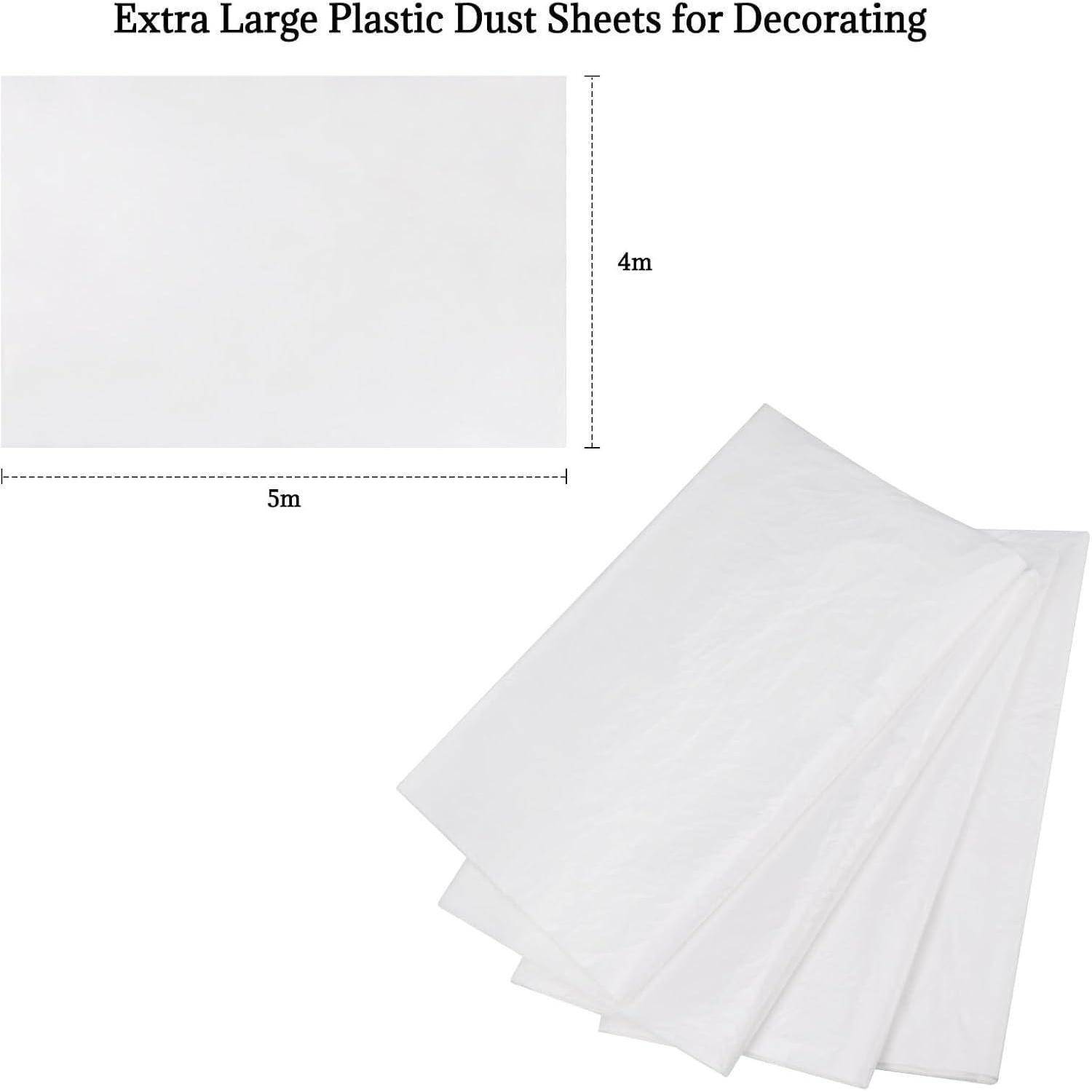 4er Set Transparente Abdeckfolie 4×5m Malerfolie PE für