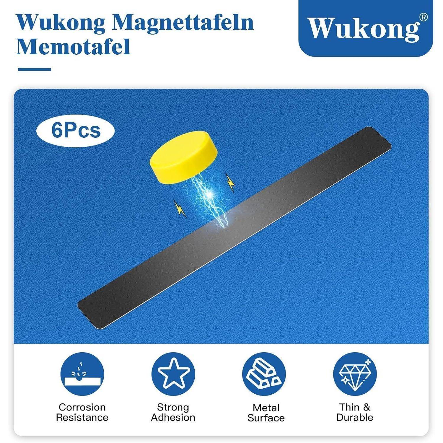 6er Set Magnetleisten mit 16 starken Magneten, Schwarz