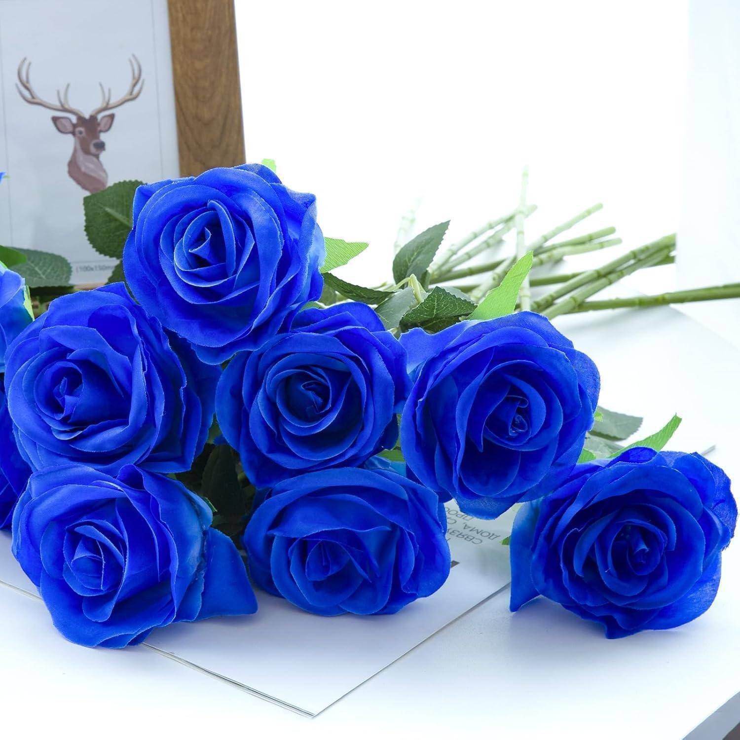 12 Stück Blaue Kunstblumen Hochzeit Party Dekoration