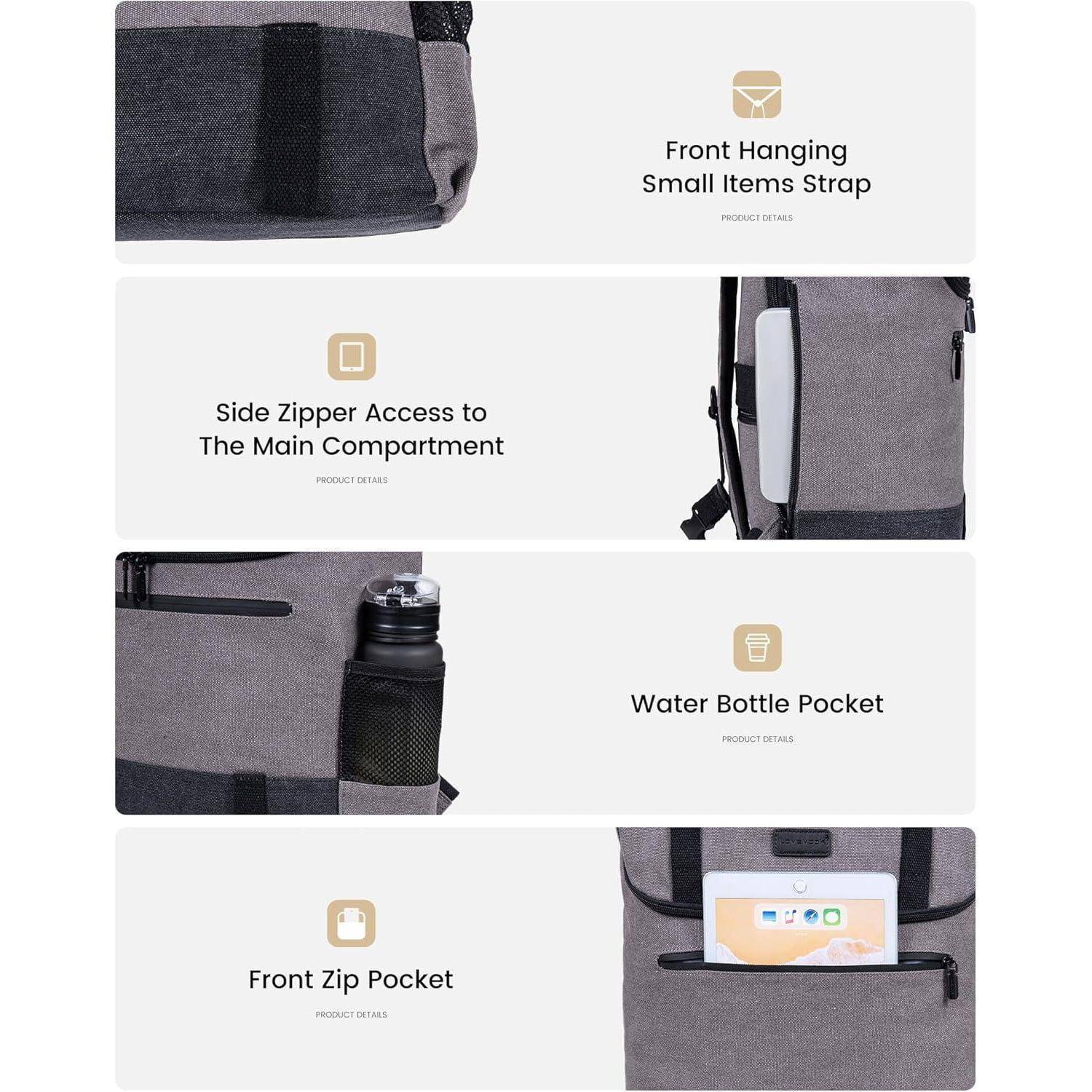 Rucksack Herren Damen Rolltop Laptop 17,3 Zoll Wasserdicht Uni Arbeit