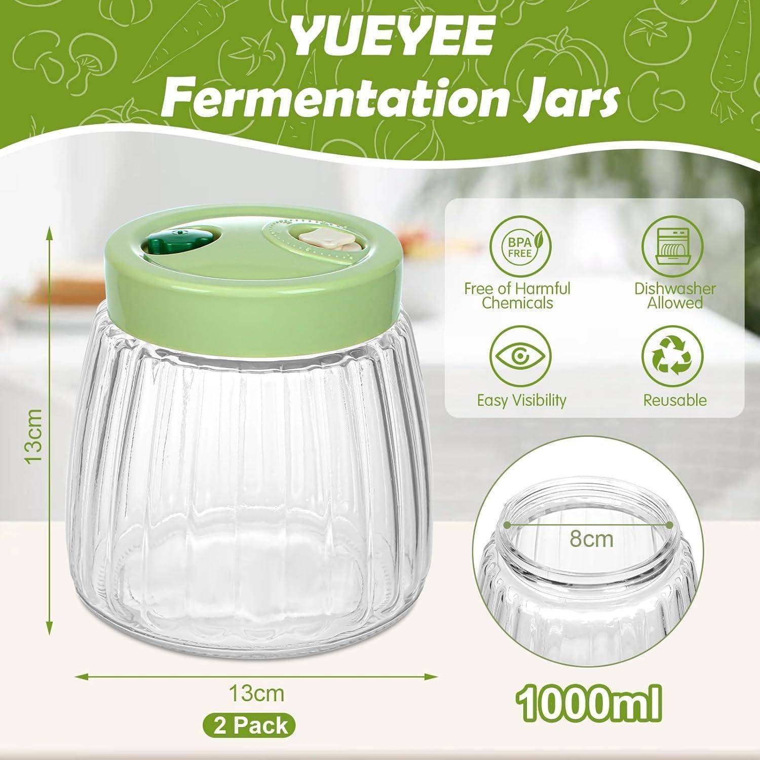 Fermentierglas 2er-Pack 1L Kimchi Behälter Entlüftungsöffnungen