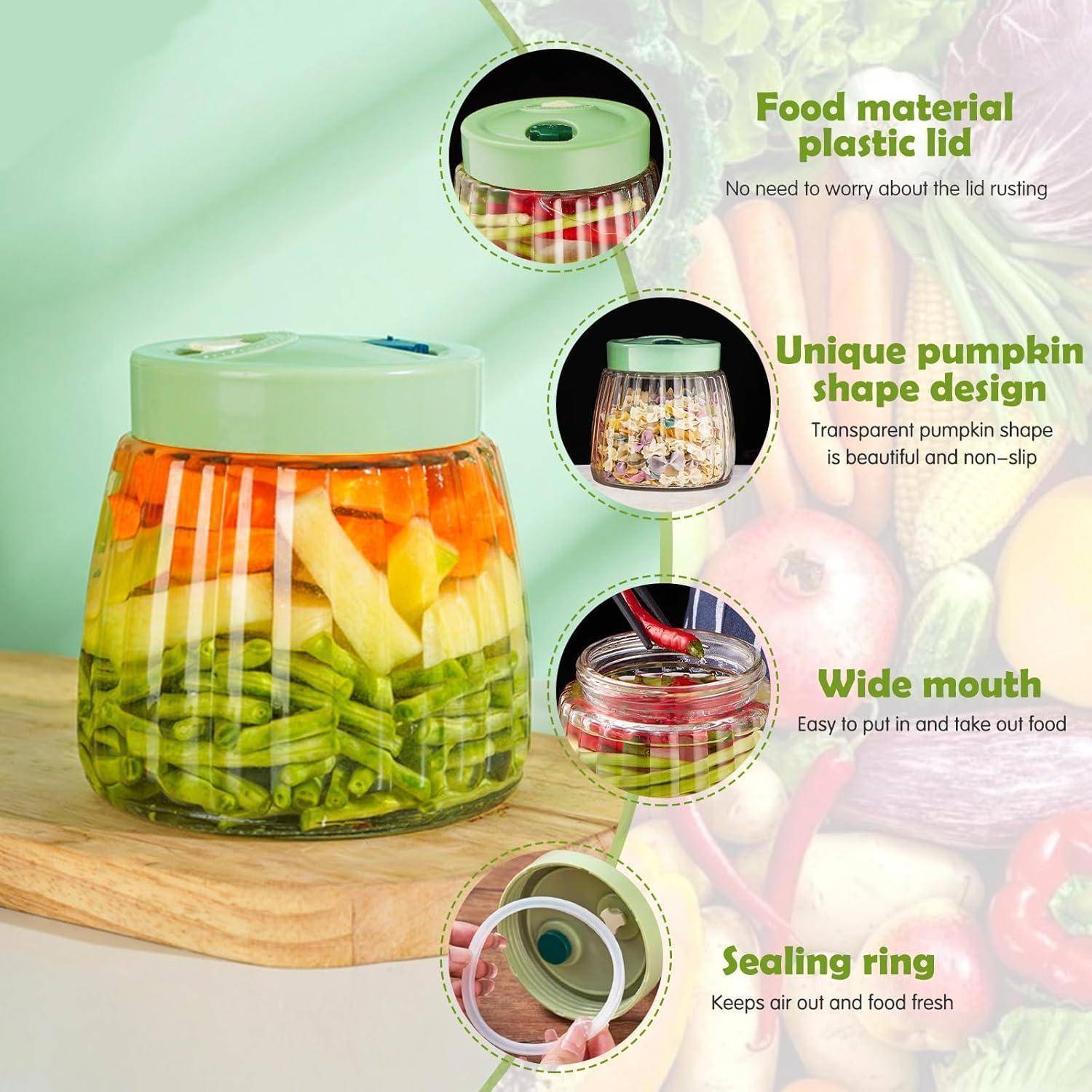 Fermentierglas 2er-Pack 1L Kimchi Behälter Entlüftungsöffnungen