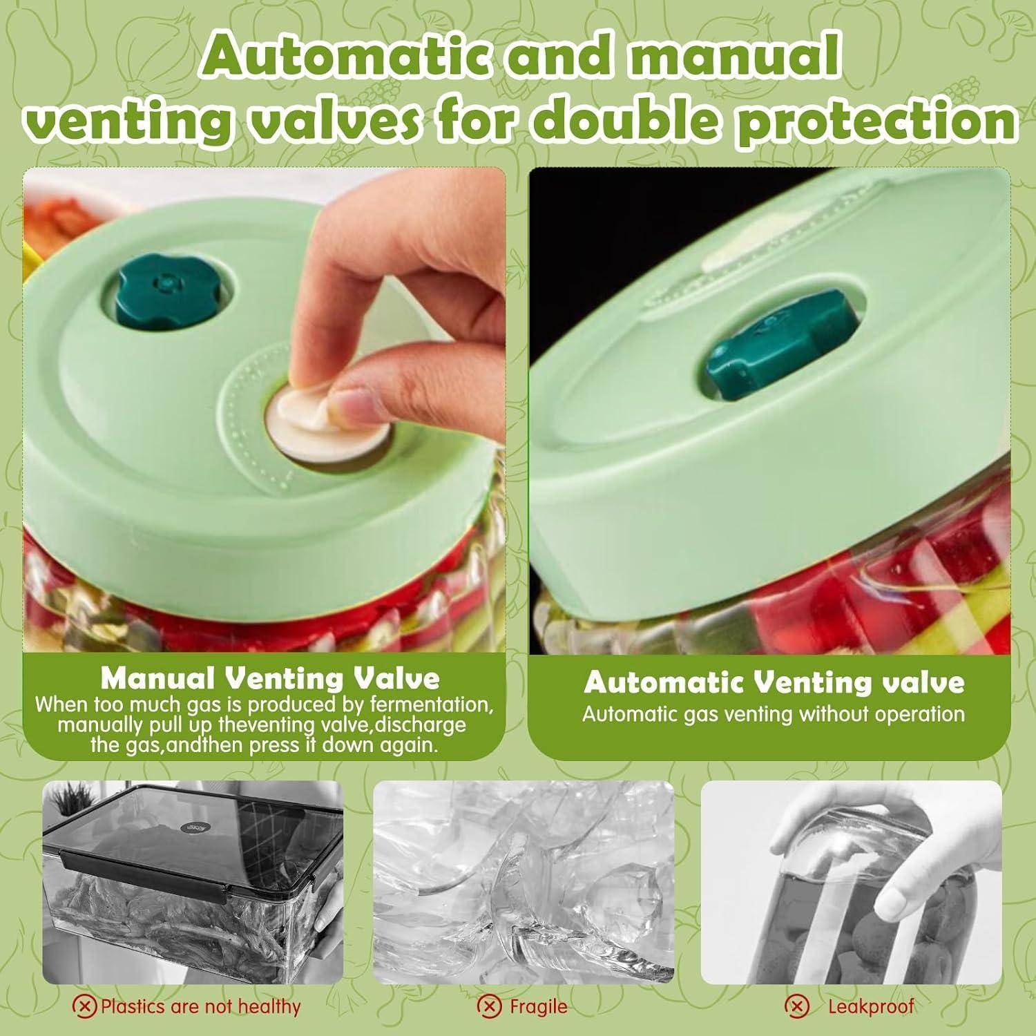 Fermentierglas 2er-Pack 1L Kimchi Behälter Entlüftungsöffnungen