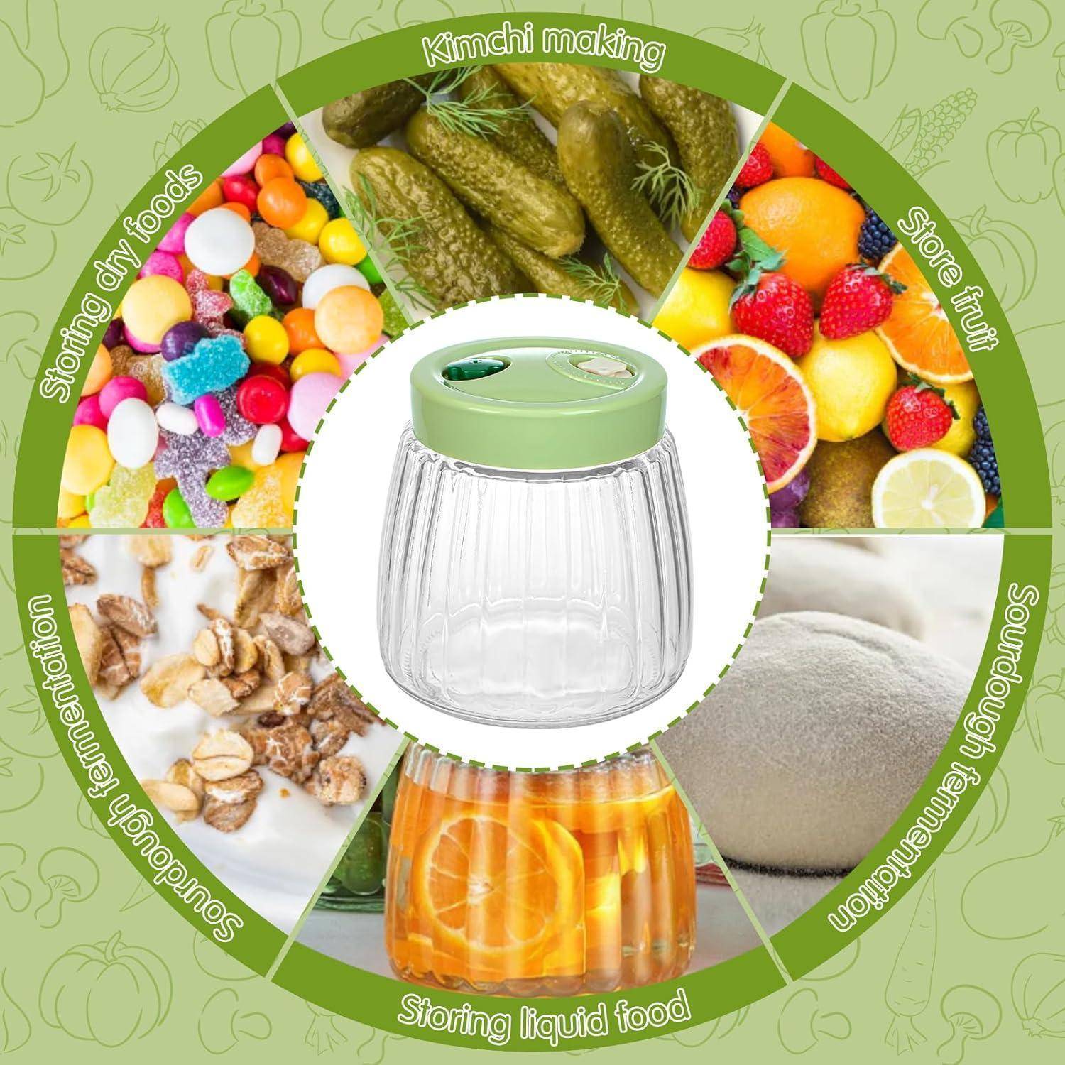 Fermentierglas 2er-Pack 1L Kimchi Behälter Entlüftungsöffnungen