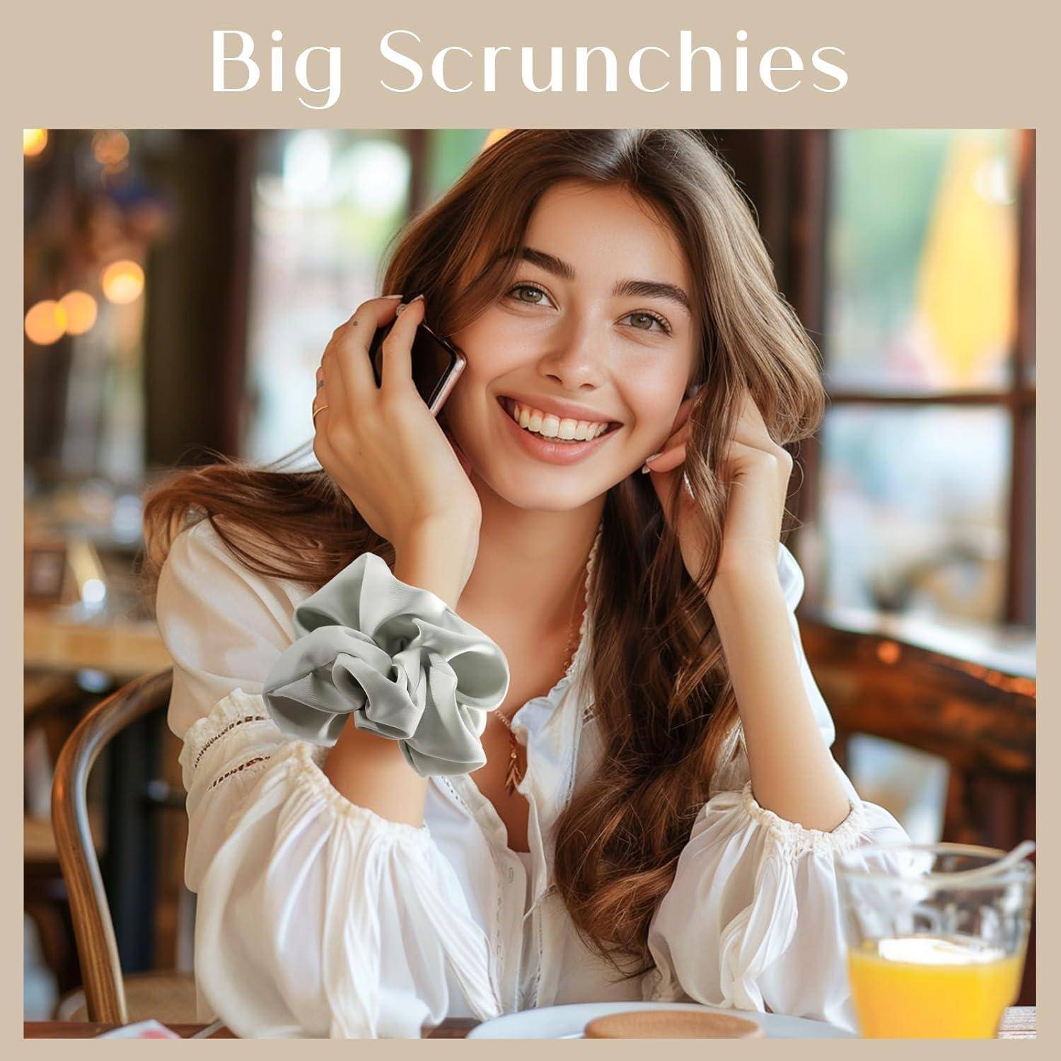 4er Set Große Seide Scrunchies Haargummis Damen Mädchen, 4 Farben
