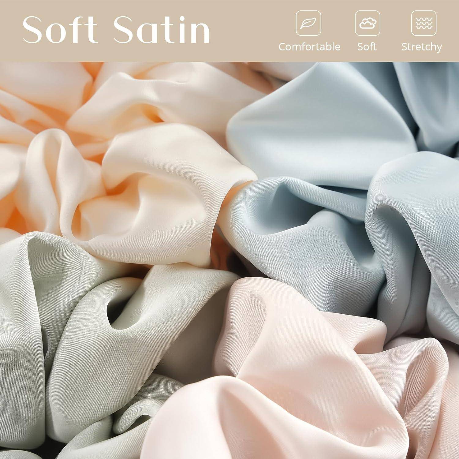 4er Set Große Seide Scrunchies Haargummis Damen Mädchen, 4 Farben