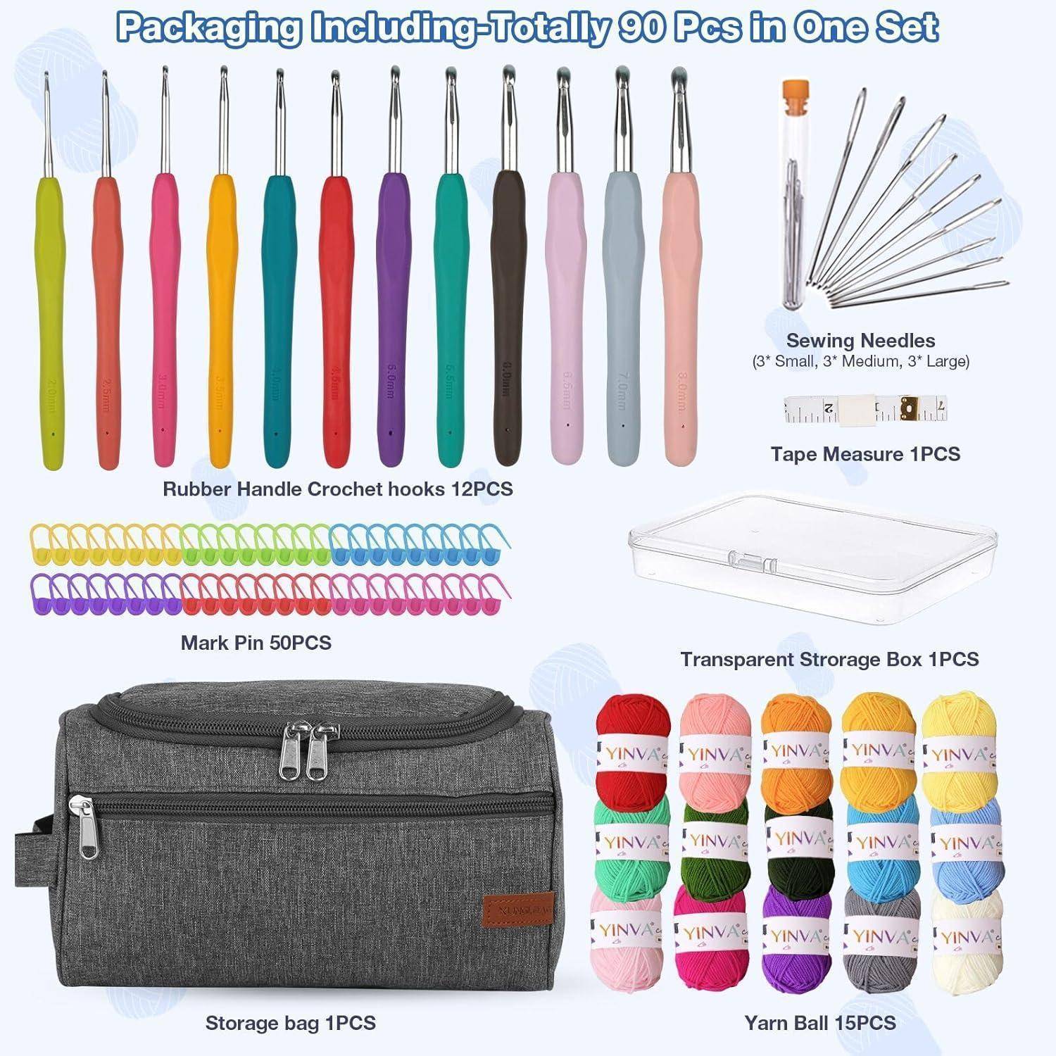 Häkelset Anfänger 15Pcsx25g Häkelnadel Set 2mm-8mm Häkelgarn