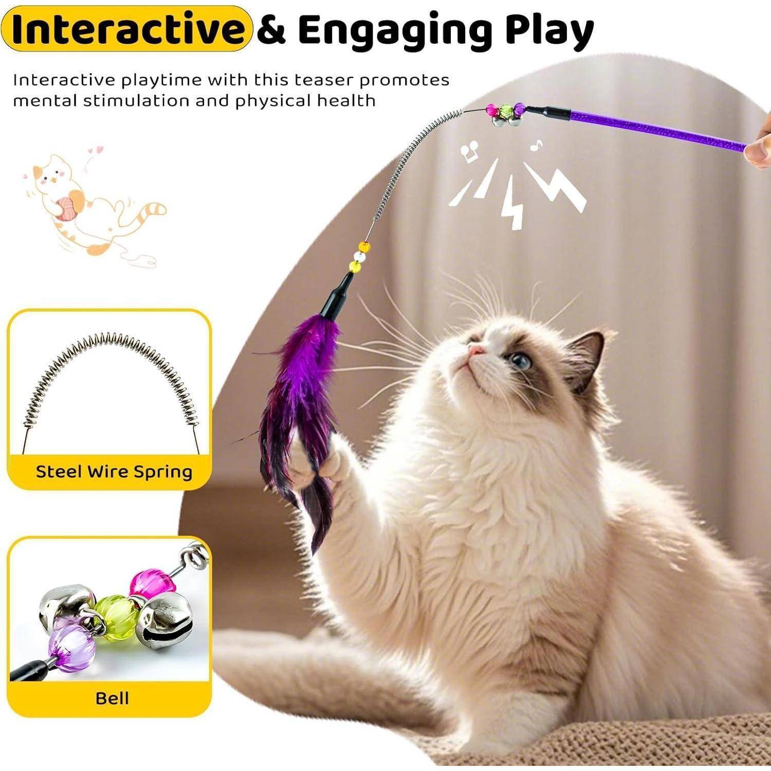 Katzenspielzeug Federstab Teleskop 6er Packung - Interaktives