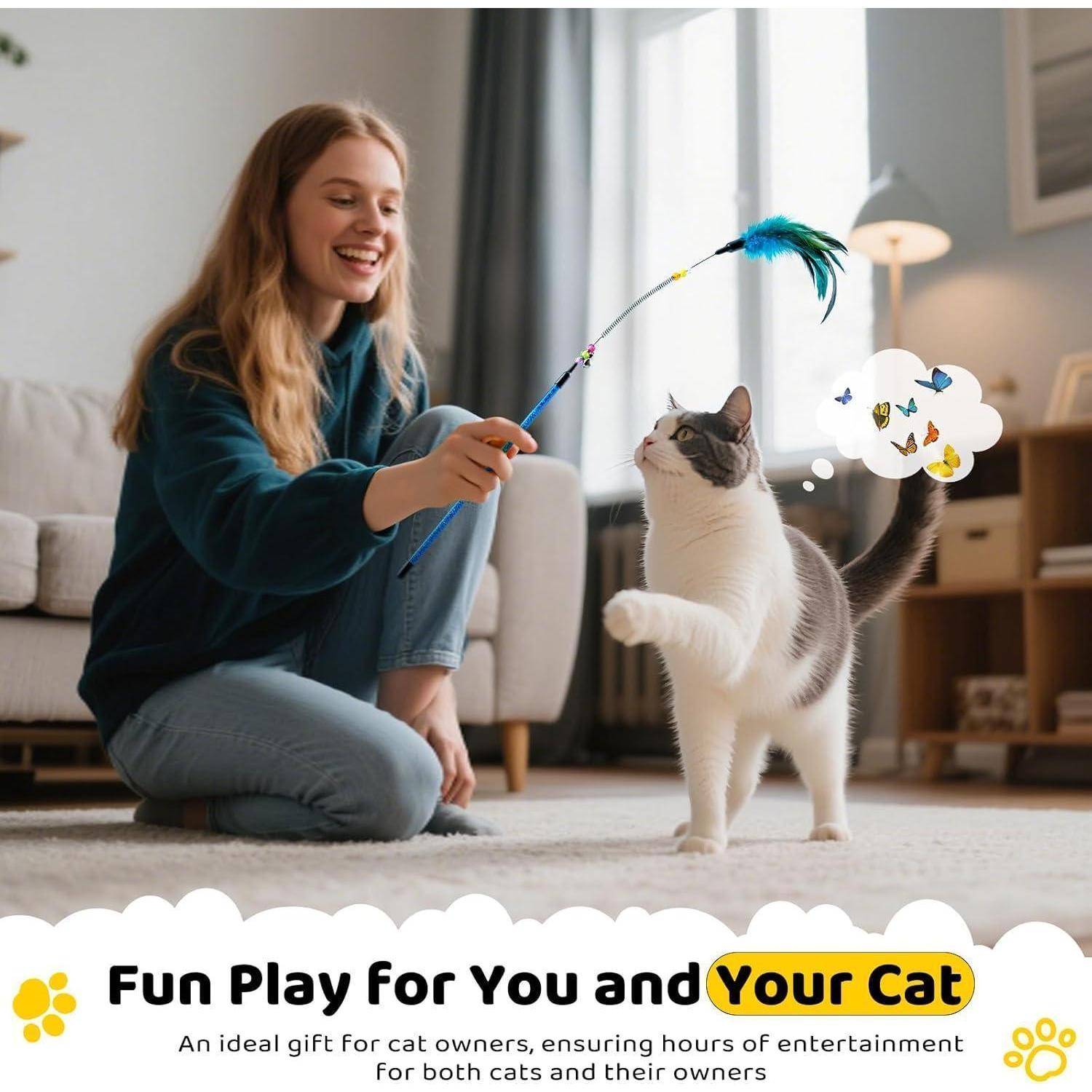 Katzenspielzeug Federstab Teleskop 6er Packung - Interaktives