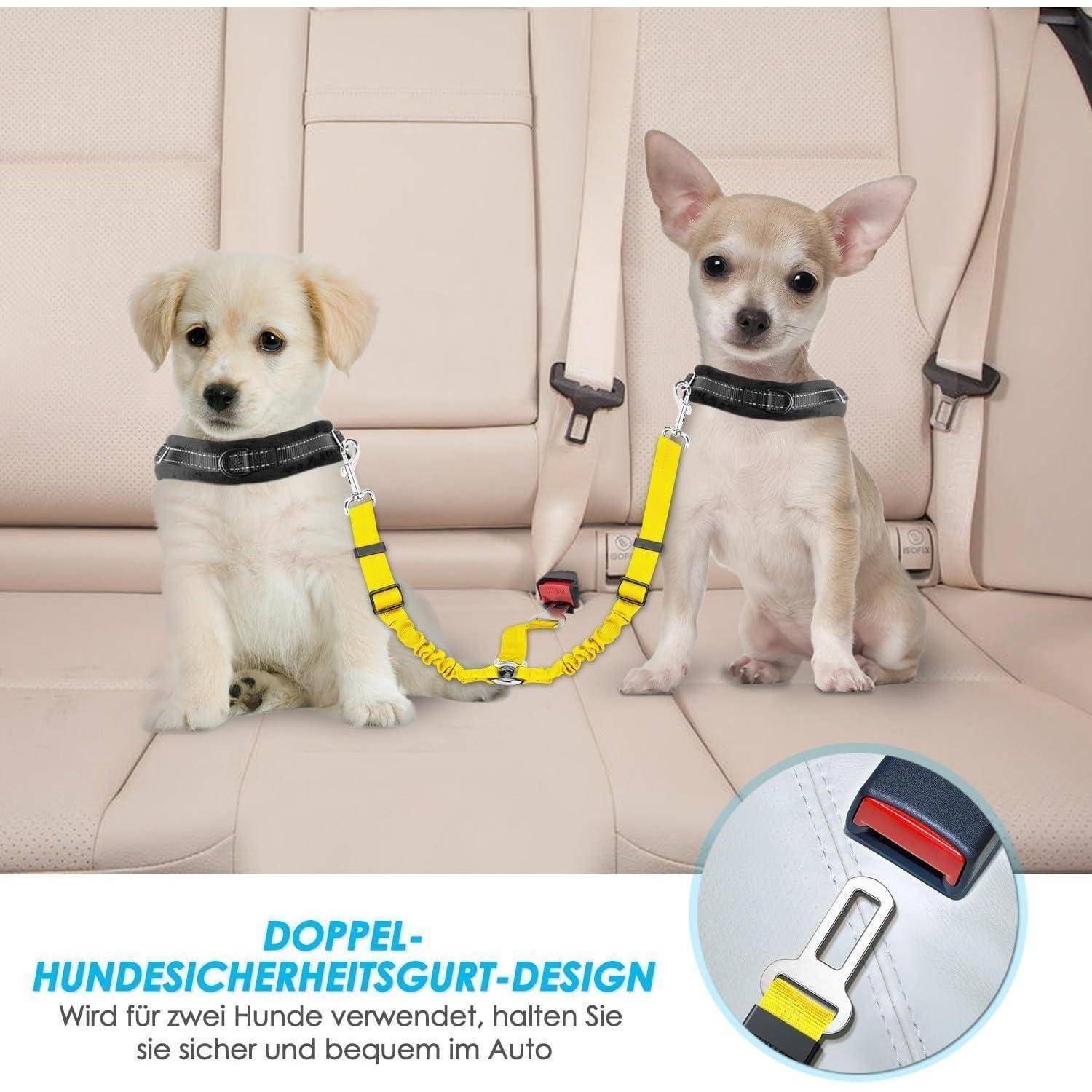 Anschnallgurt Hund Auto Sicherheitsgurt Reisen 2 Klein in 1 Gelb