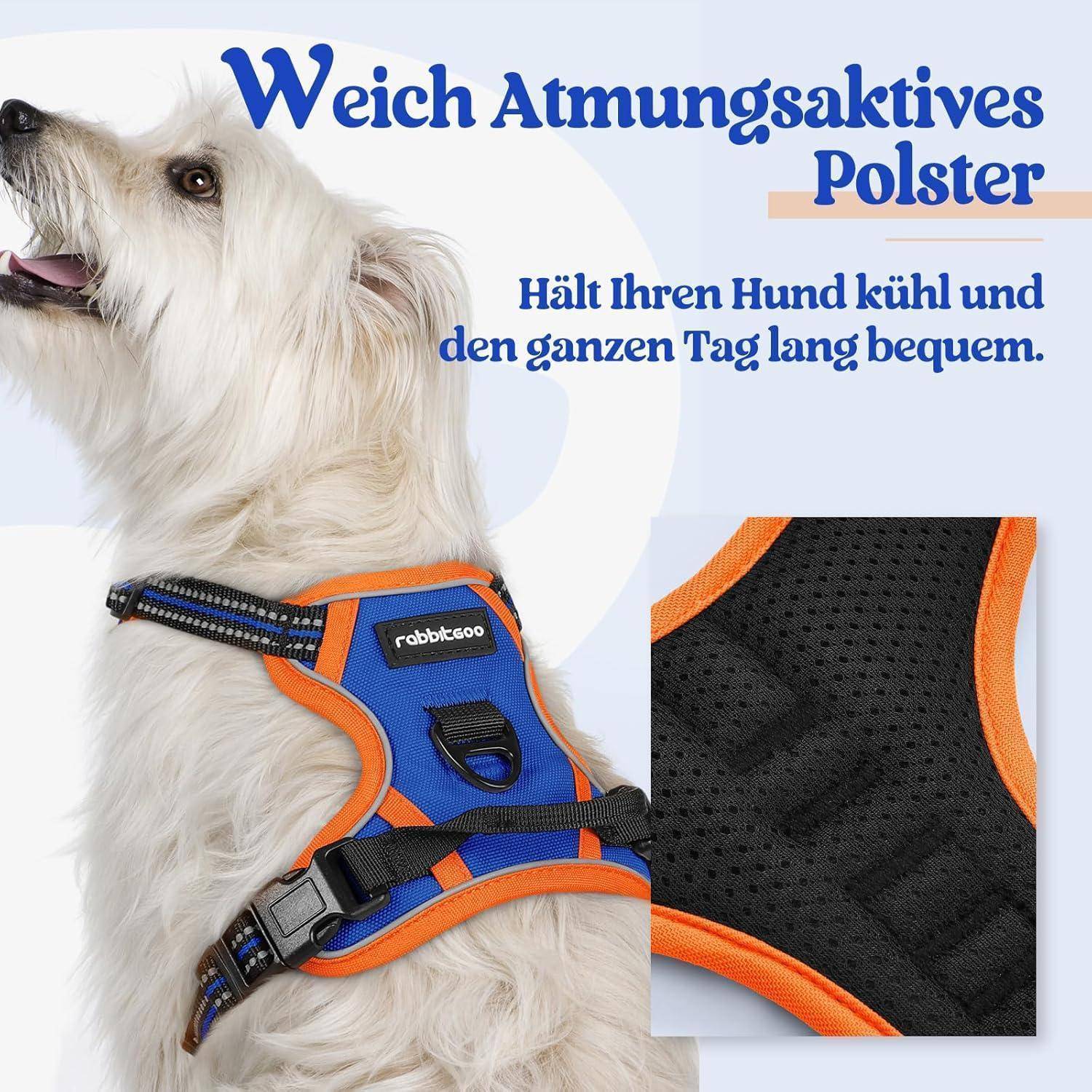 Hundegeschirr Verstellbar No Pull Blau Orange XS 1er Pack