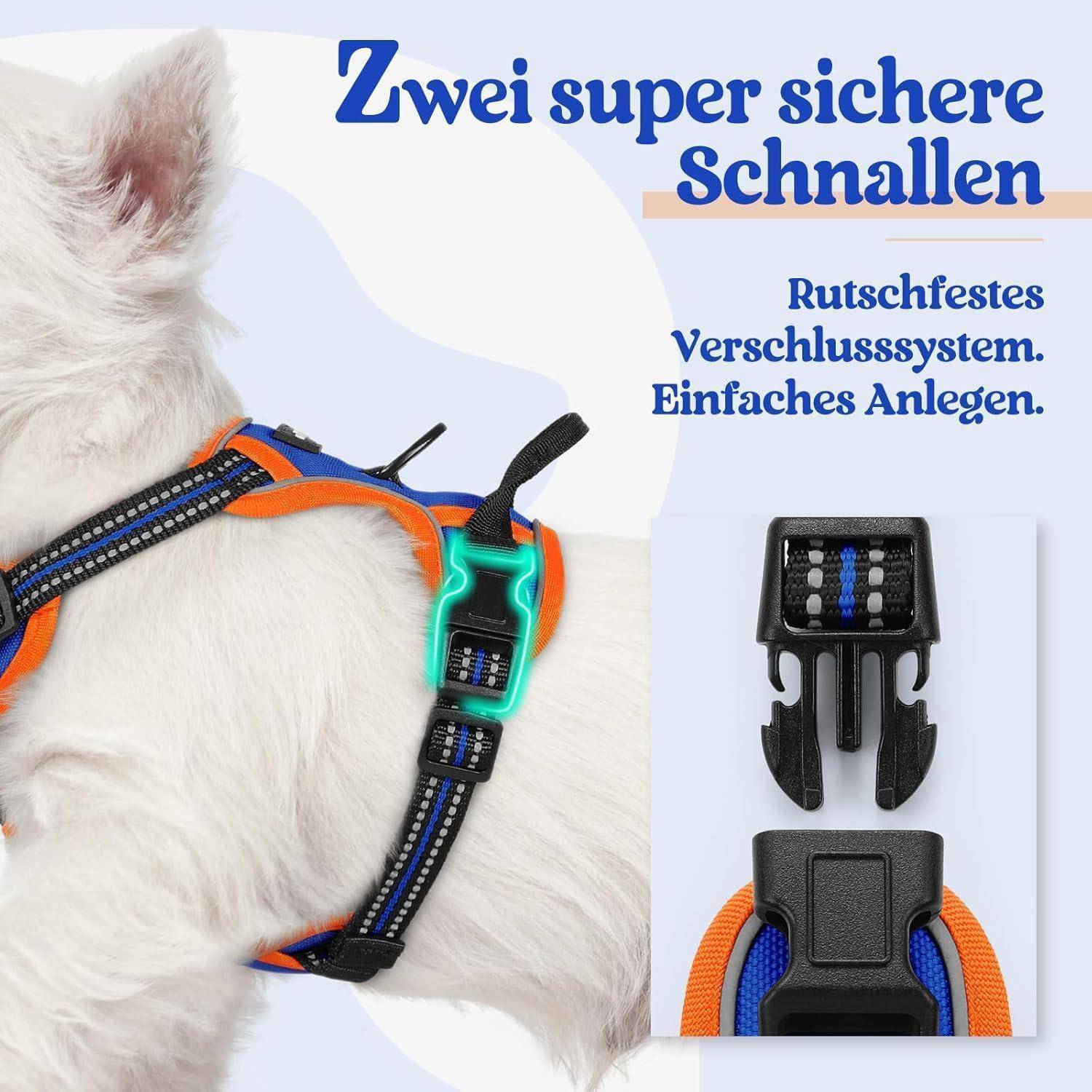 Hundegeschirr Verstellbar No Pull Blau Orange XS 1er Pack