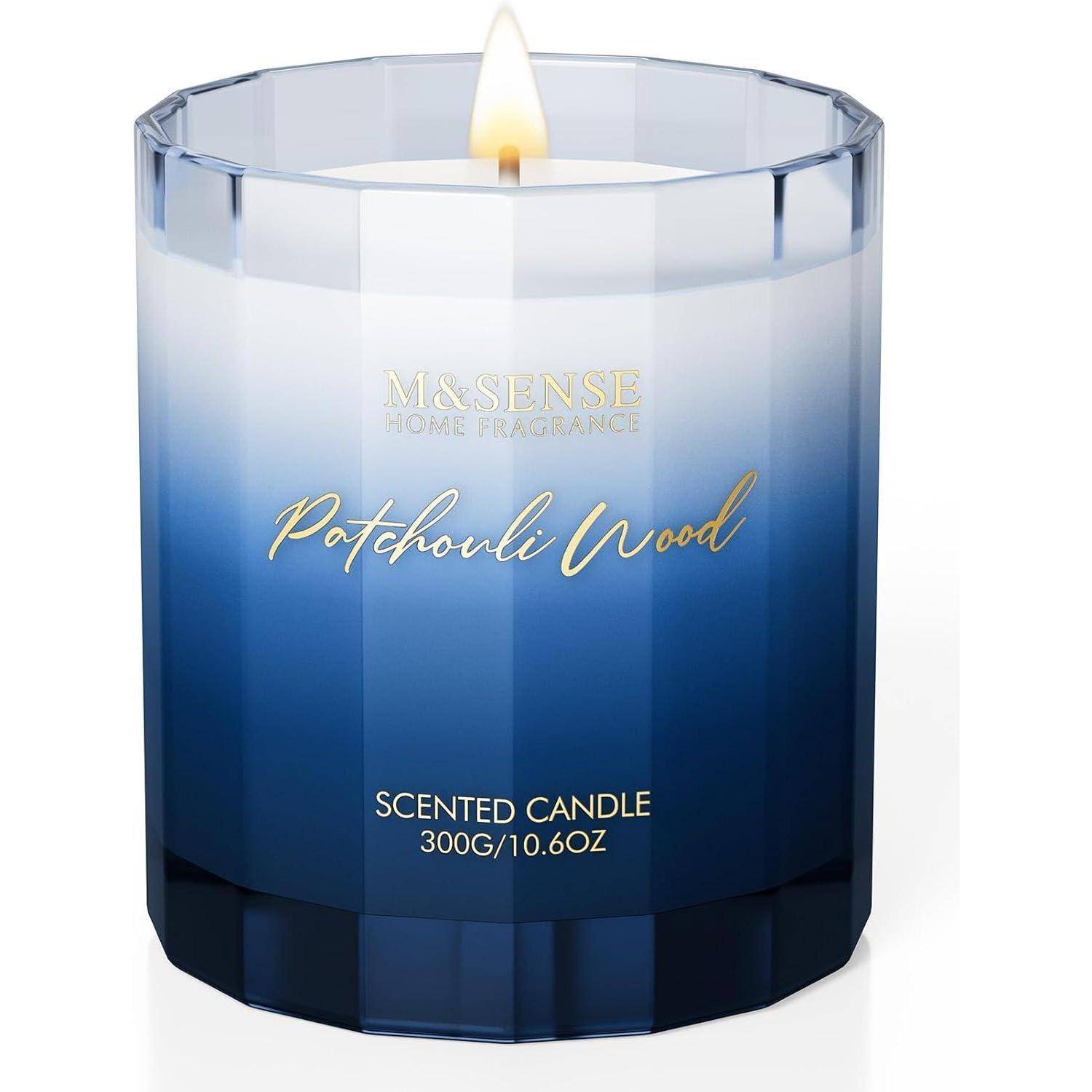 Duftkerze Glas Sojawachs 300g 60h Geschenk Frauen Patchouli Holz
