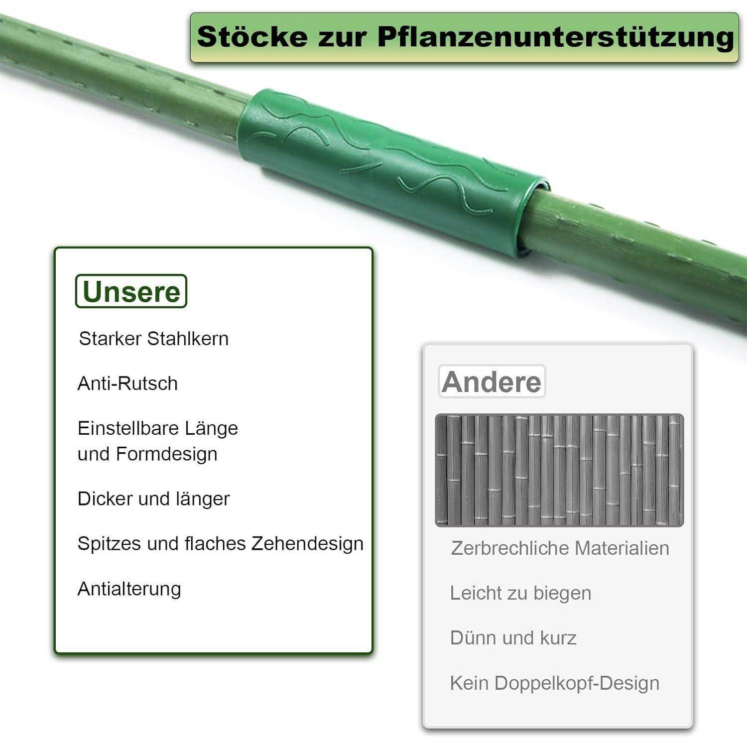 20x Pflanzstäbe Rankhilfe Kunststoff Stahlrohr Rostfrei Gemüse Blumen