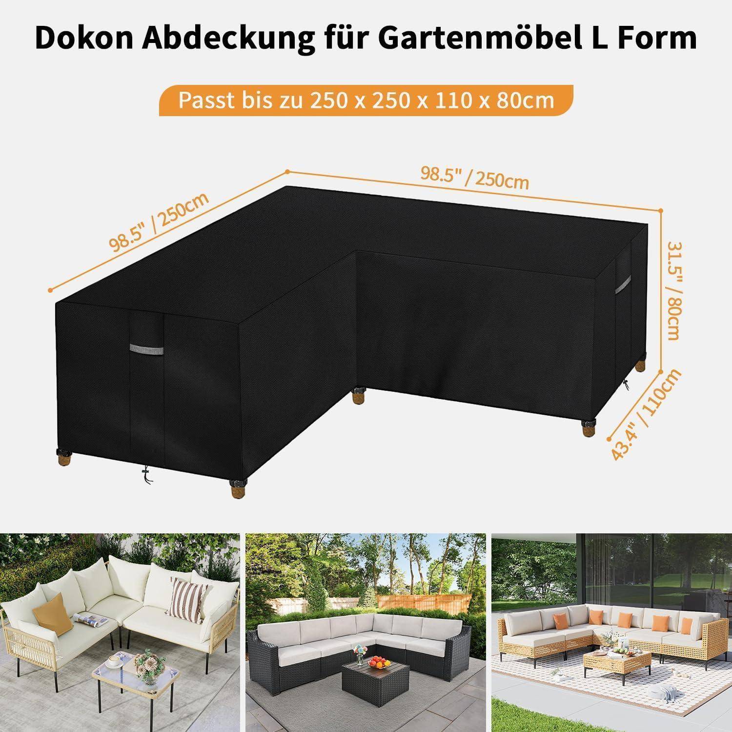 Gartenmöbel Abdeckung 600D Oxford L-Form Wasserdicht Winterfest