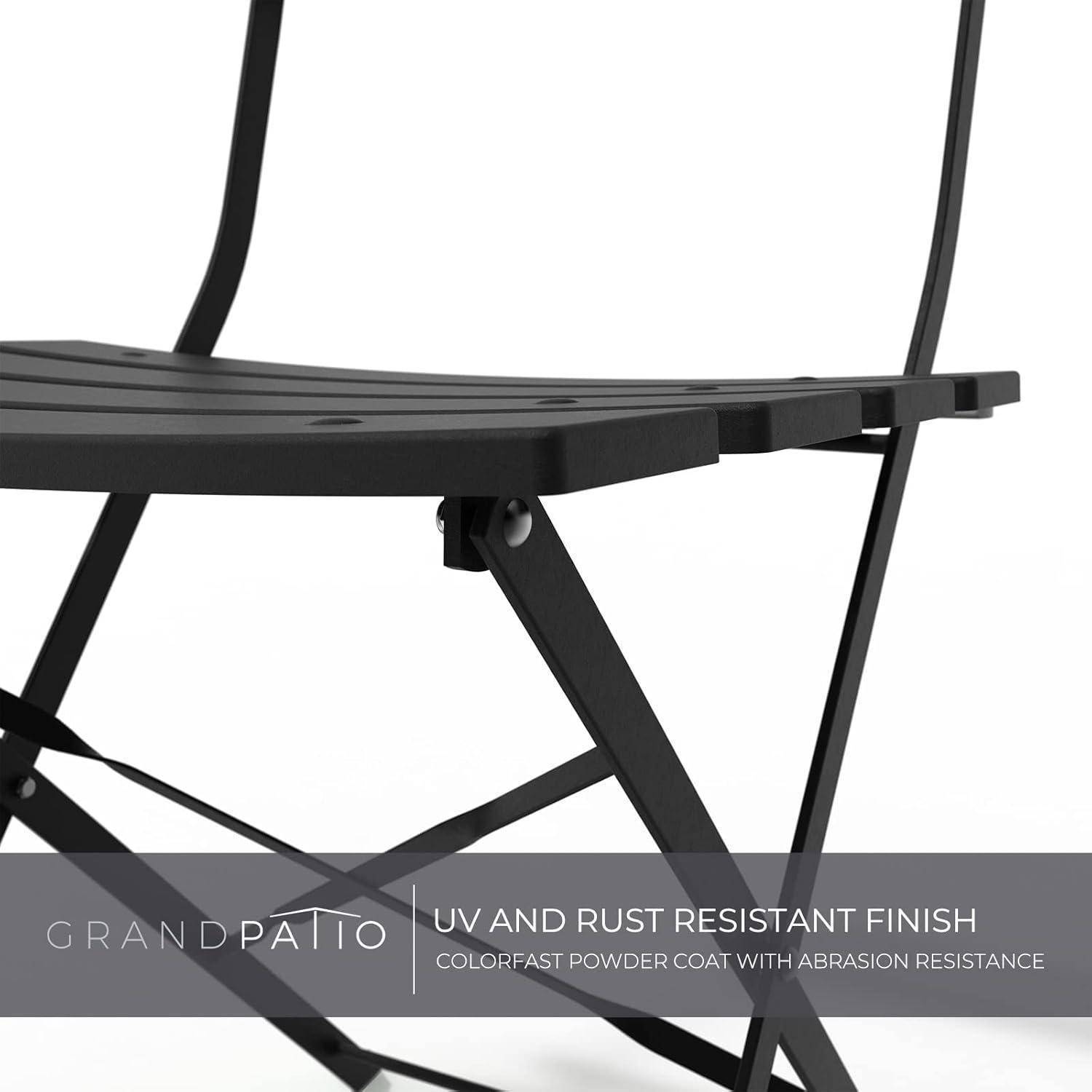 Bistro Set 3 Stück Gartenmöbel Premium Stahl Klappbar Schwarz