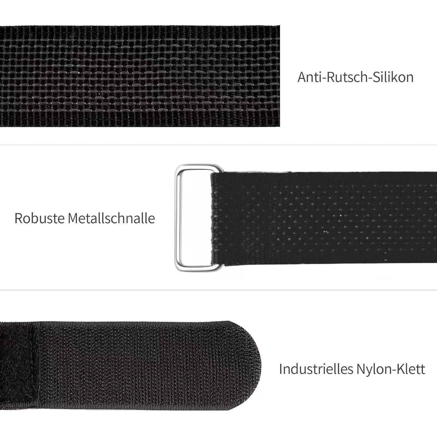 Schwarzer Gürtel aus industriellem Nylon-Klettverschluss, ausgestattet mit einer stabilen Metallschnalle und rutschfestem Silikon.