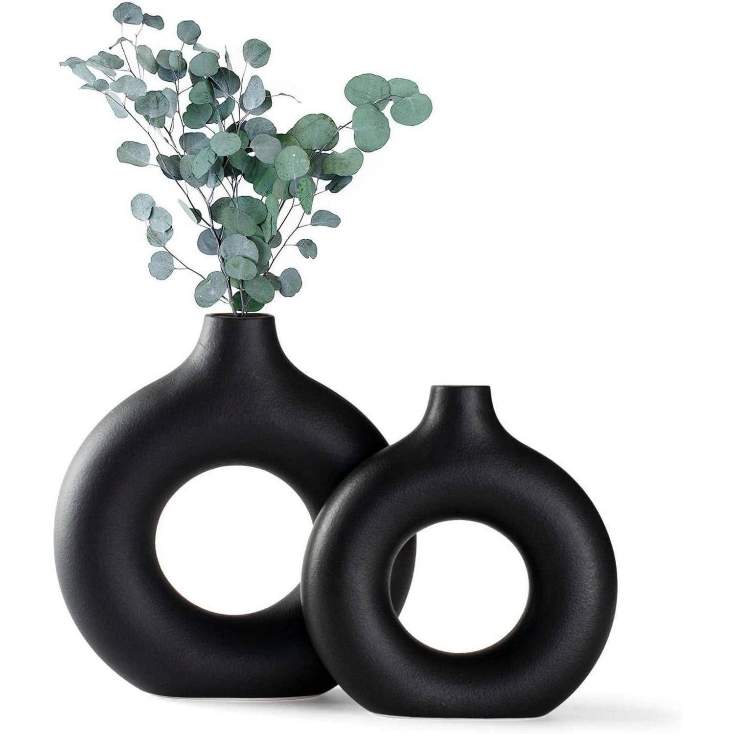Vasen für Pampasgras Moderne Vase Schwarz Keramik Deko Set