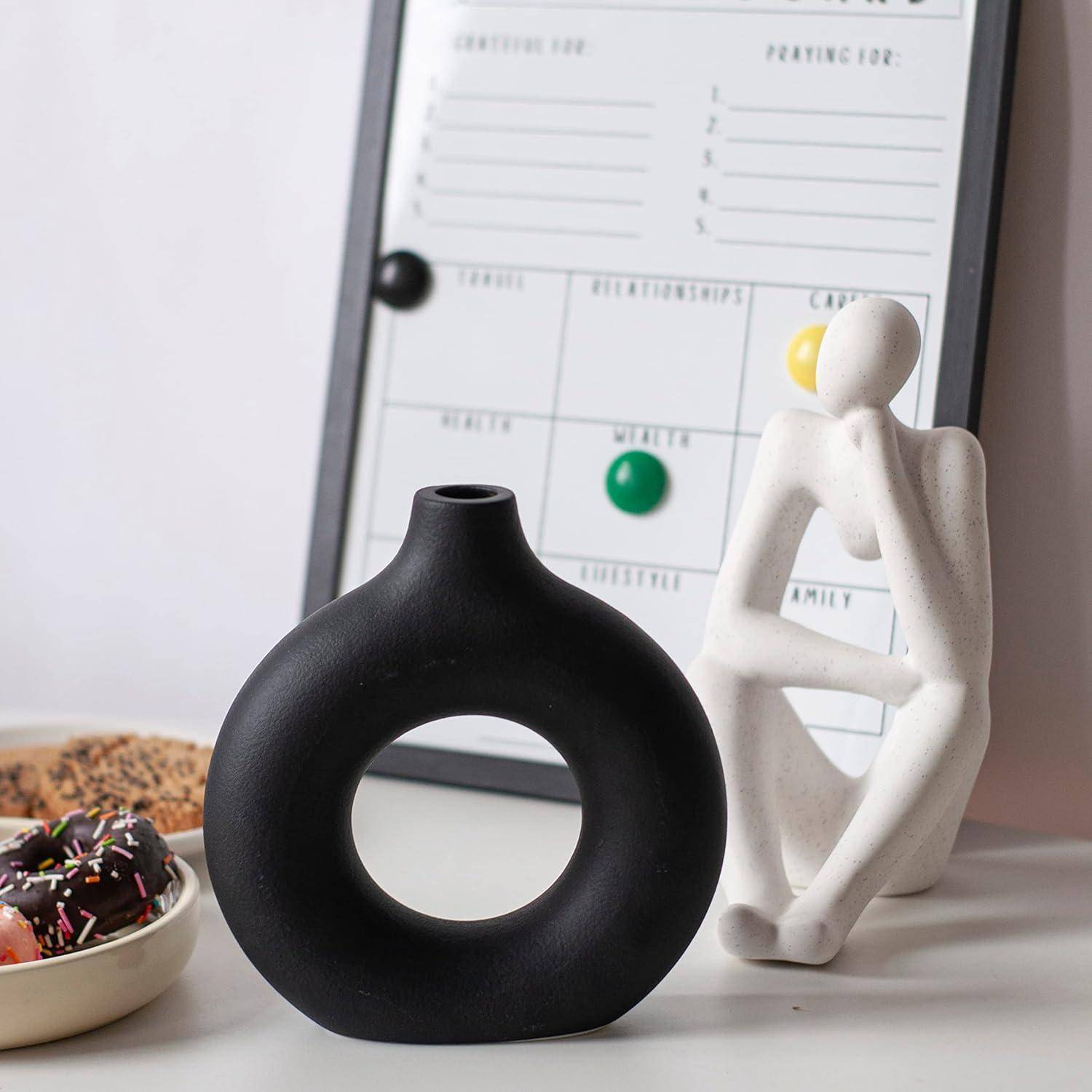 Vasen für Pampasgras Moderne Vase Schwarz Keramik Deko Set