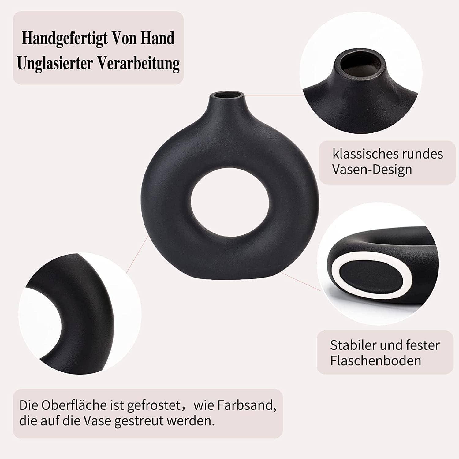 Vasen für Pampasgras Moderne Vase Schwarz Keramik Deko Set
