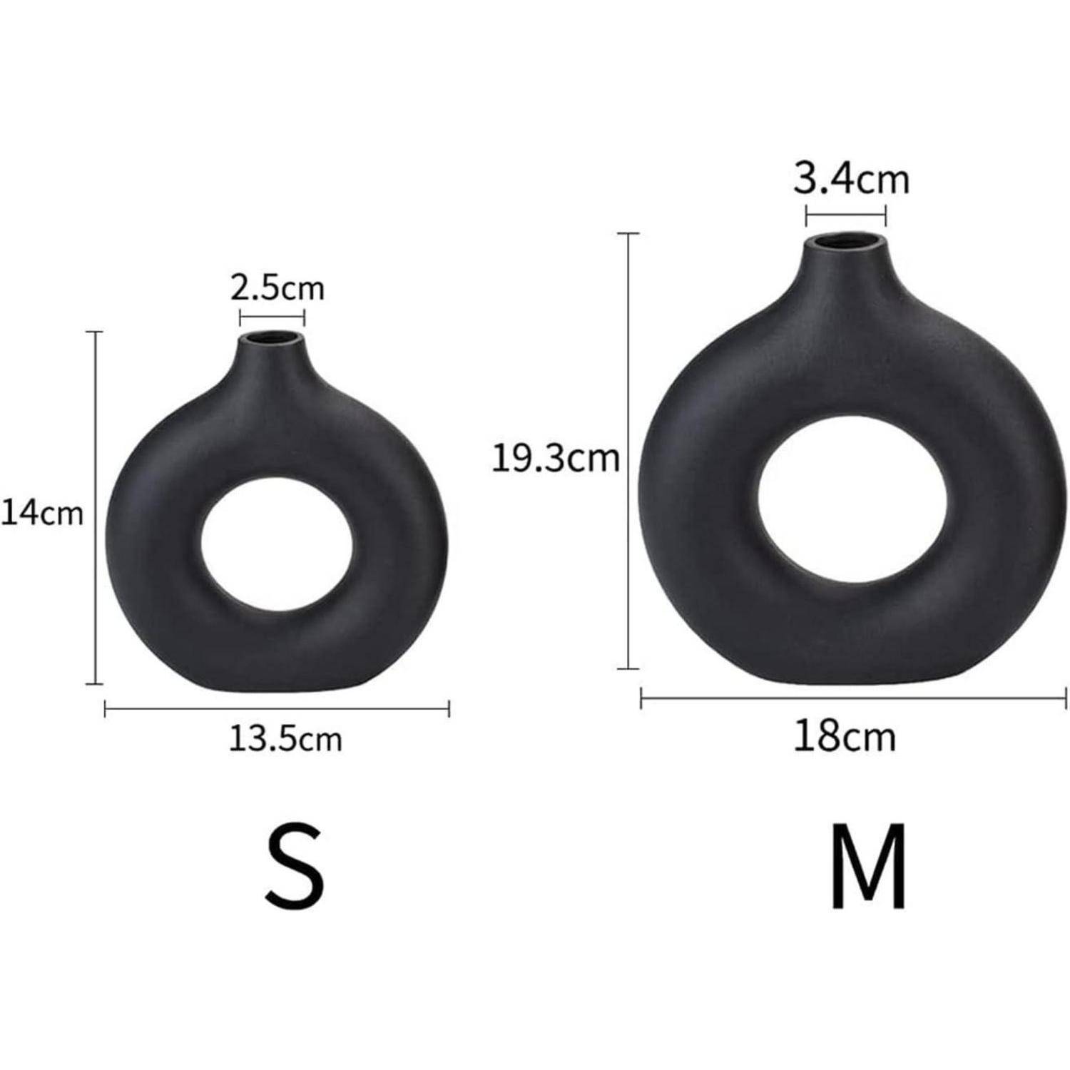 Vasen für Pampasgras Moderne Vase Schwarz Keramik Deko Set