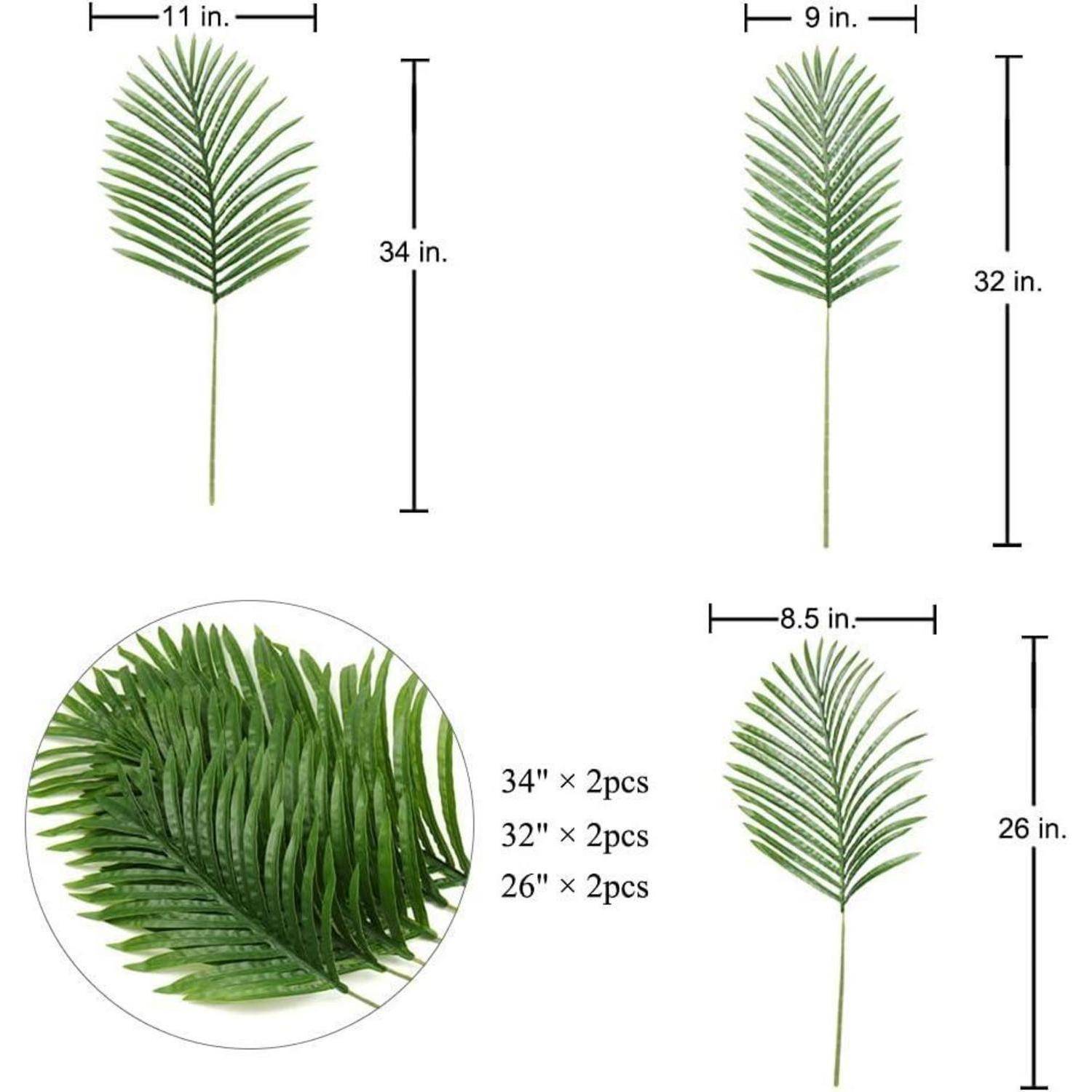 Künstliche Palmwedel Kunstpflanze Palme Textilpalmwedel 6er Set