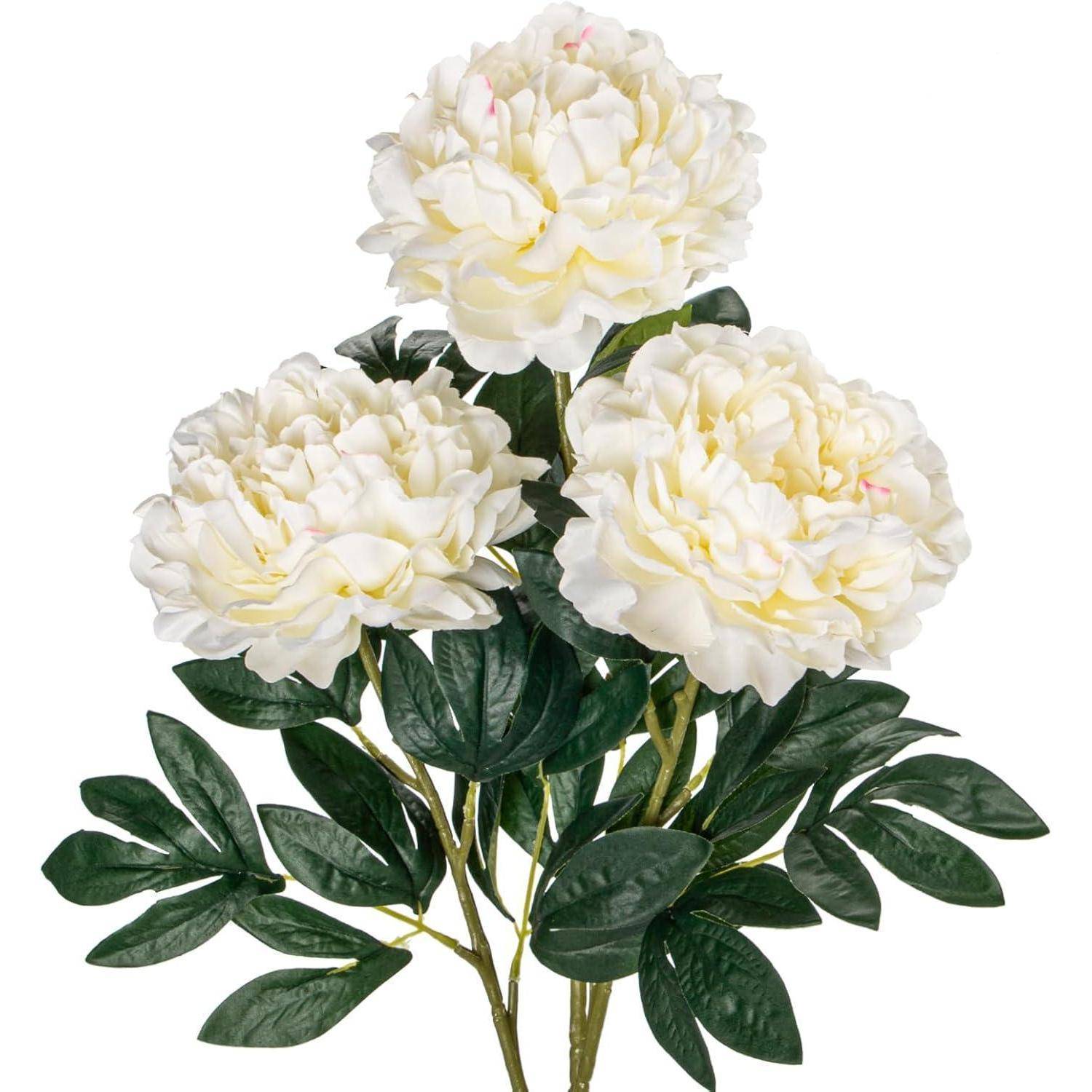3er Set 74cm Künstliche Pfingstrosen Stiel Deluxe Real-Touch Bouquet