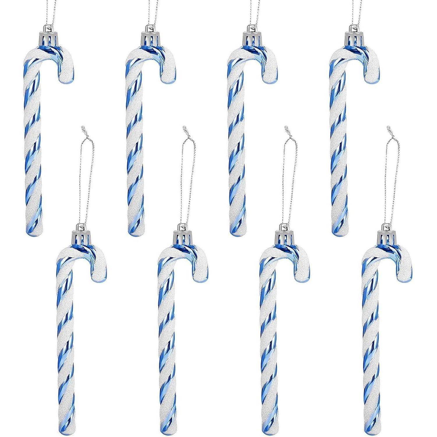 14CM Glitzer Zuckerstangen Weihnachtsbaumschmuck Blau 8 Stück