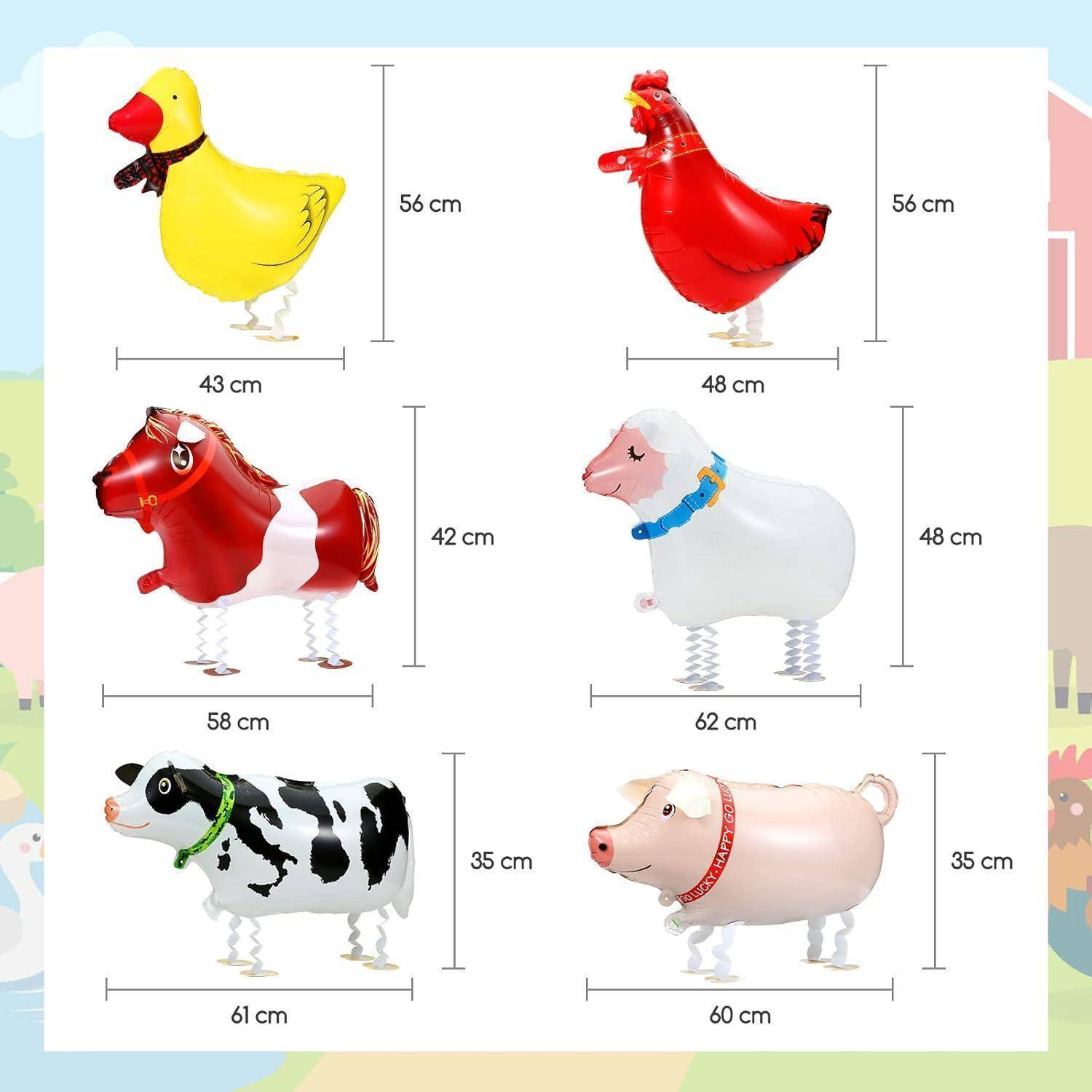 Luftballons Helium Folienballon Airwalker Tiere Party Set 5