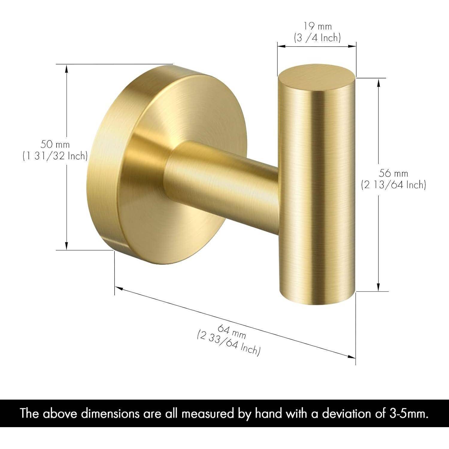 Kleiderhaken Wandhaken Edelstahl SUS304 Gold 2 Gebürstetes Gold