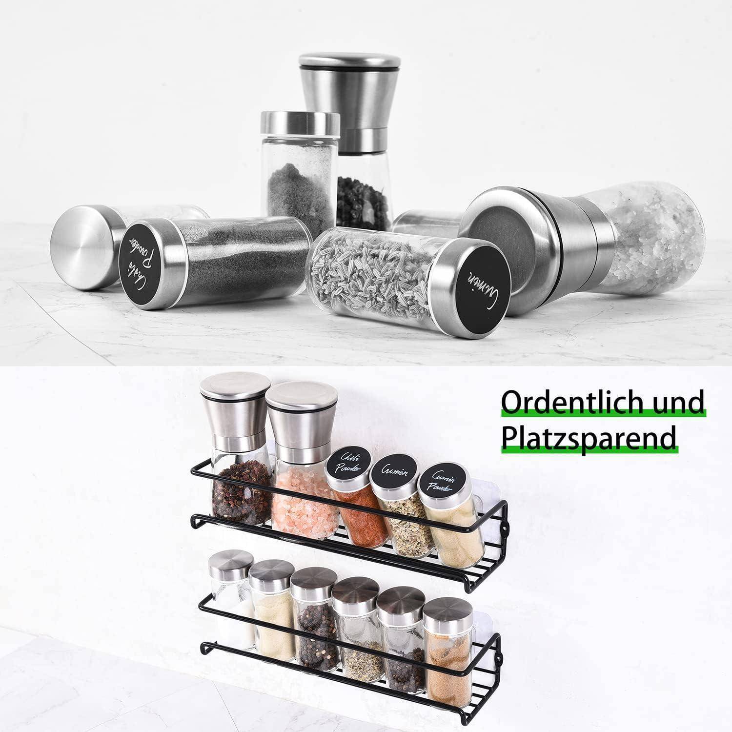 Gewürzregal Wand ohne Bohren schwarz Gewürzgläser 4-teiliges Wand