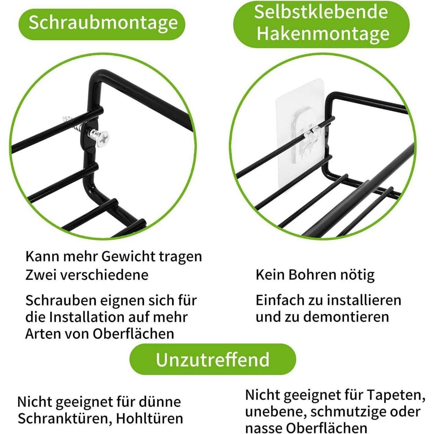 Gewürzregal Wand ohne Bohren schwarz Gewürzgläser 4-teiliges Wand