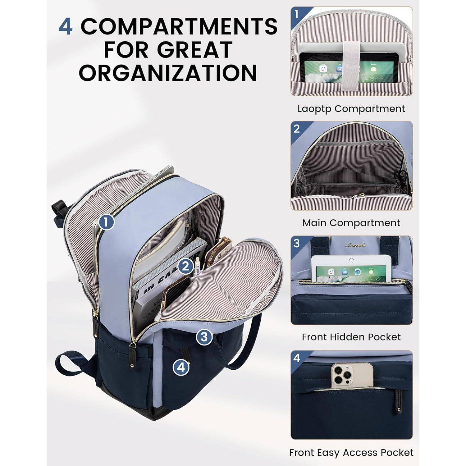 Rucksack Damen Herren 15,6 Zoll Laptop-Fach, Wasserdicht Schultasche