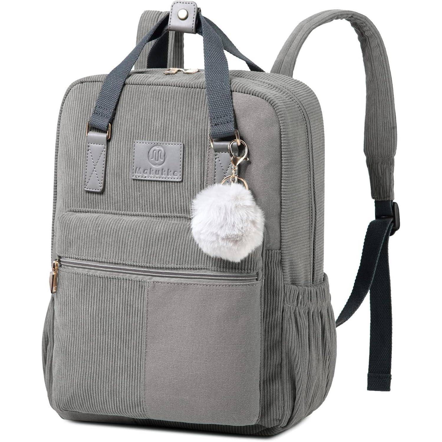Cord Rucksack Damen Herren Daypack Anti-Theft Tasche Grau