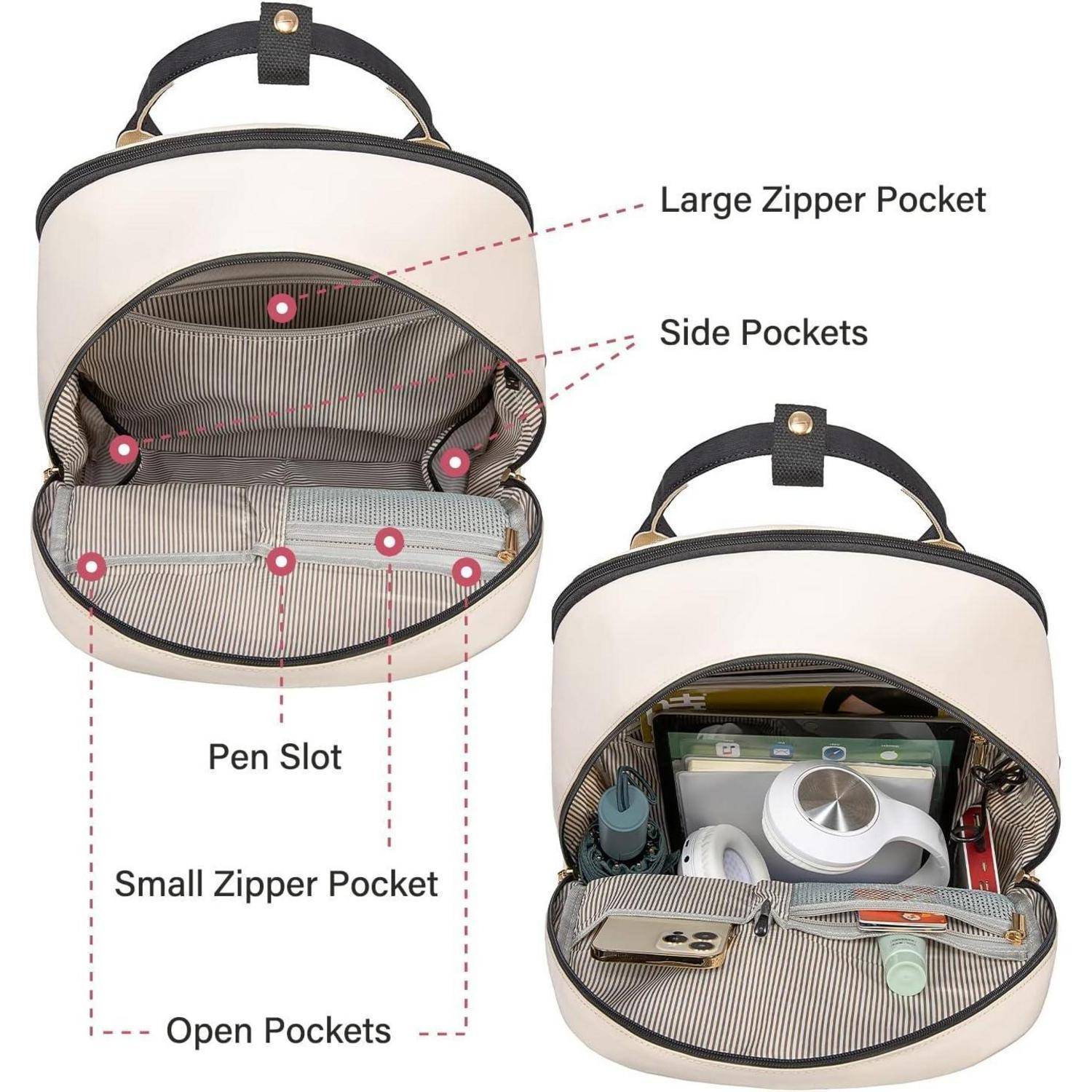 17 Zoll Laptop Rucksack Wasserdicht USB Anschluss Schwarz Beige