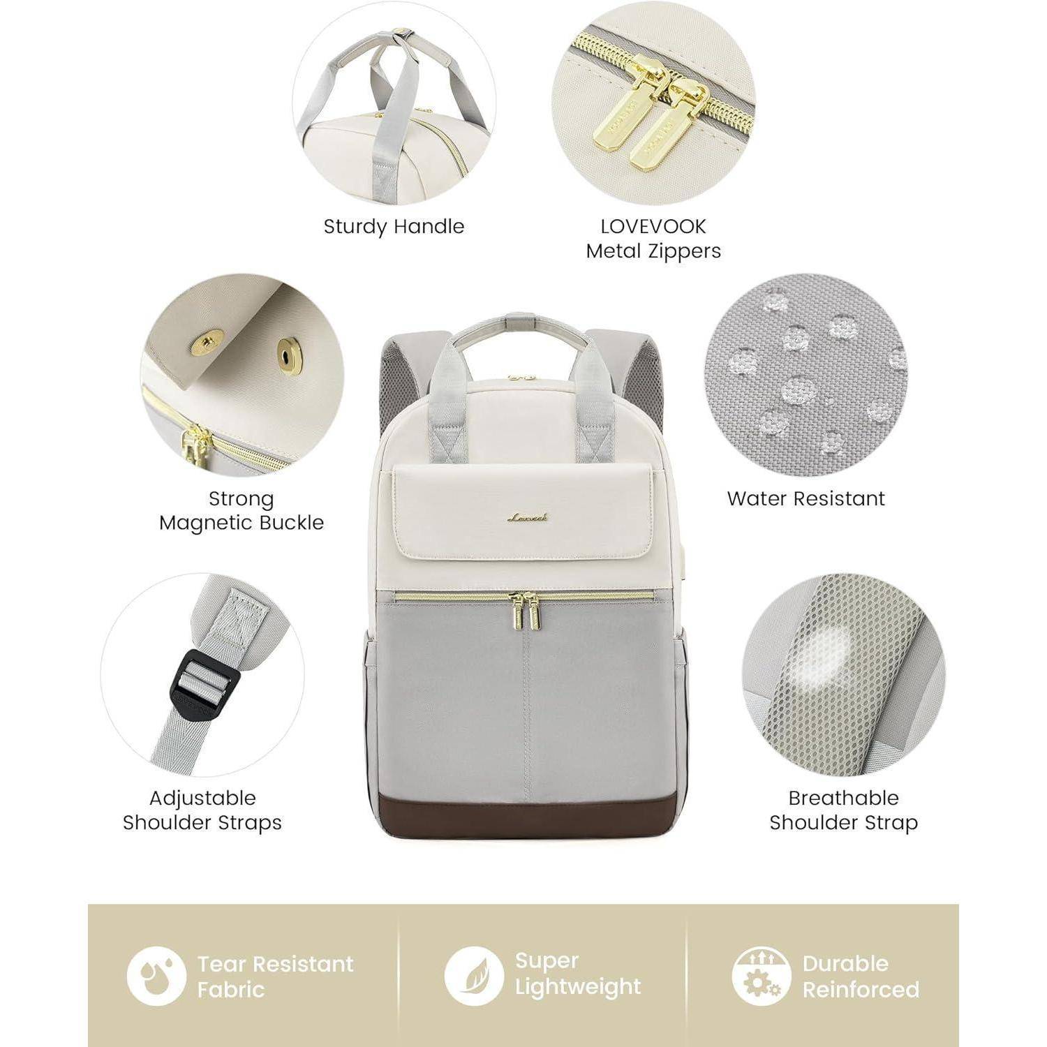 Rucksack-Merkmale: robuster Griff, Metallreißverschlüsse, magnetische Schnalle, wasserabweisend, verstellbare und atmungsaktive Träger, strapazierfähiger Stoff.