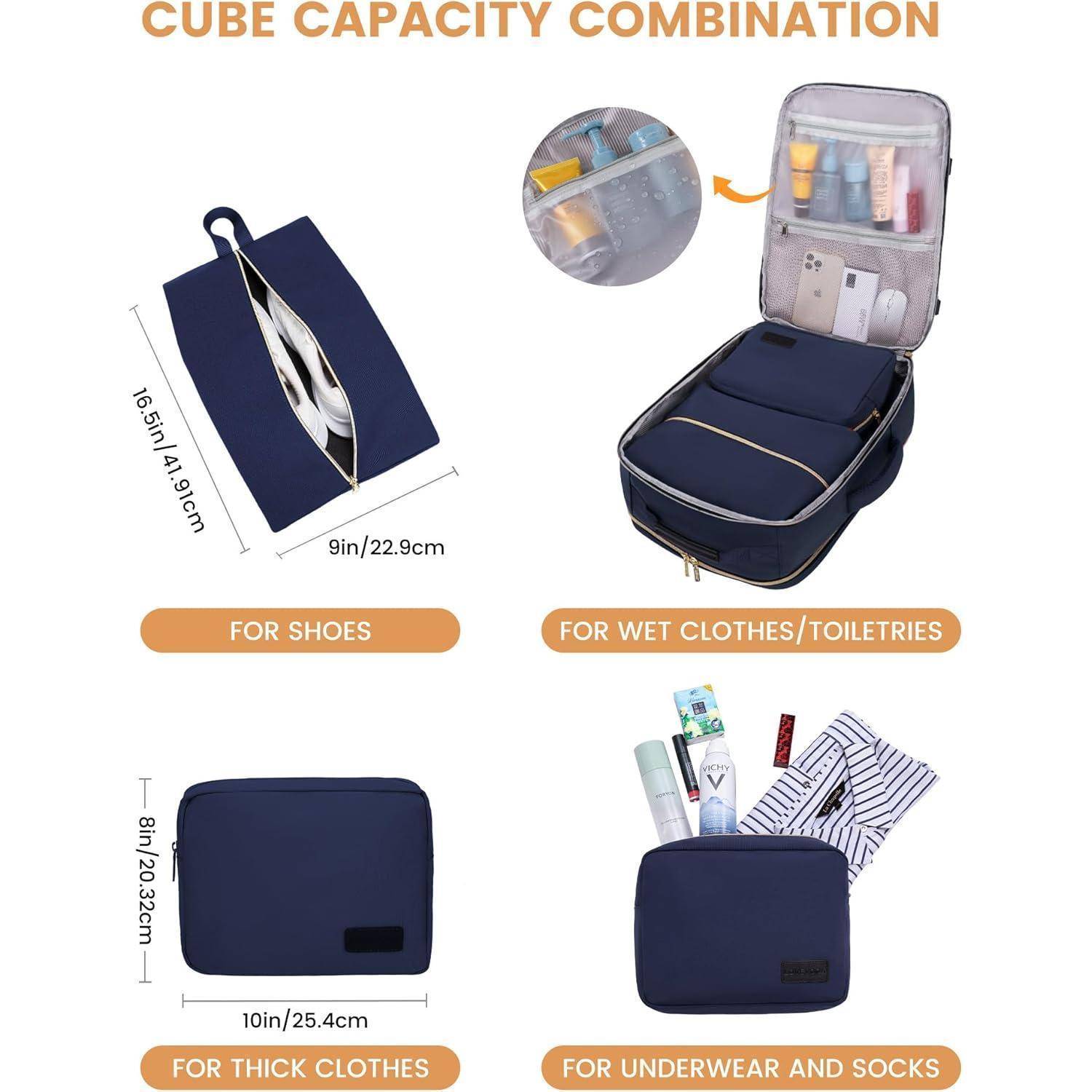 Handgepäck Rucksack 40L für Damen Herren, Wasserdicht, Laptopfach 17