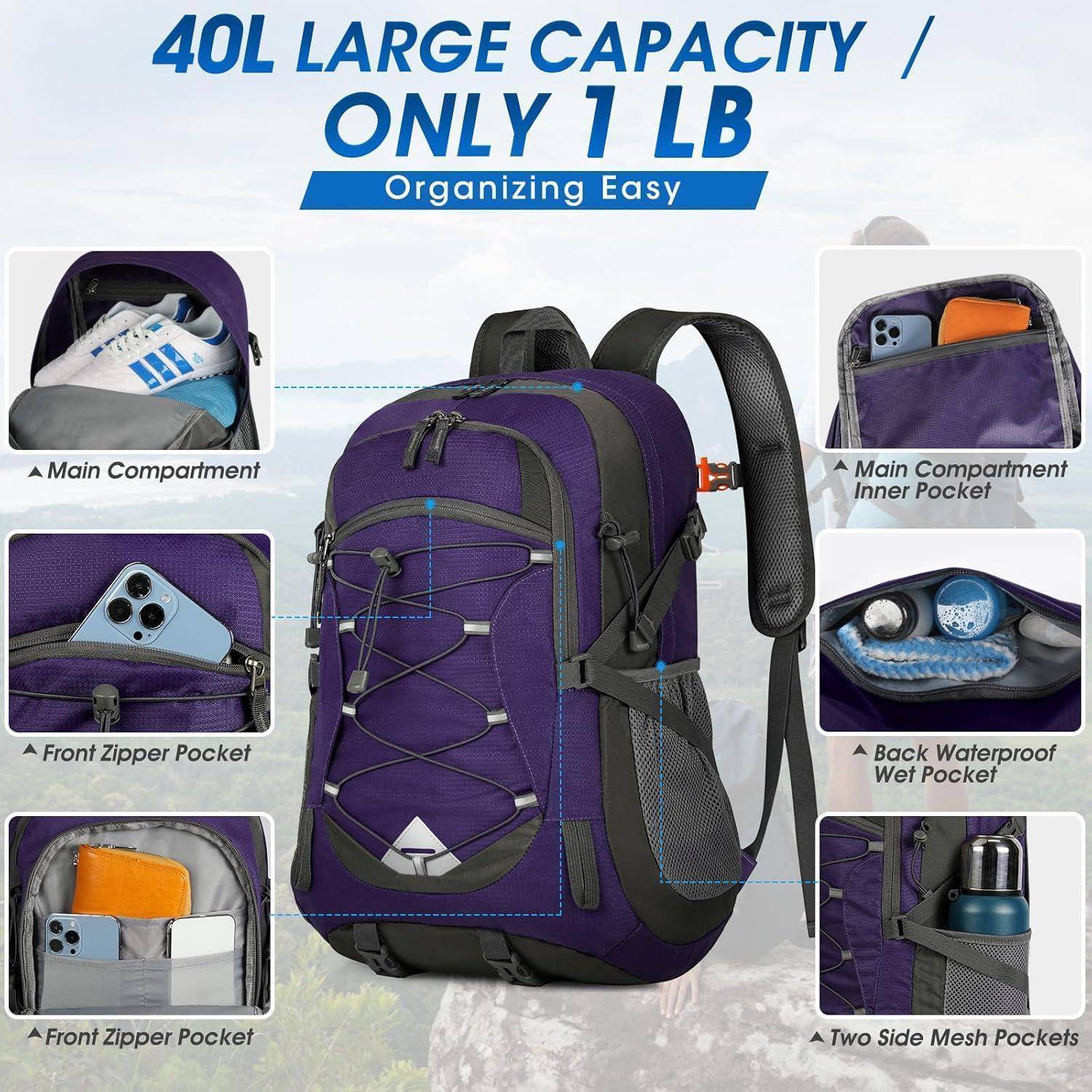 Wanderrucksack 40L Wasserdicht Leicht Faltbar Trekkingrucksack