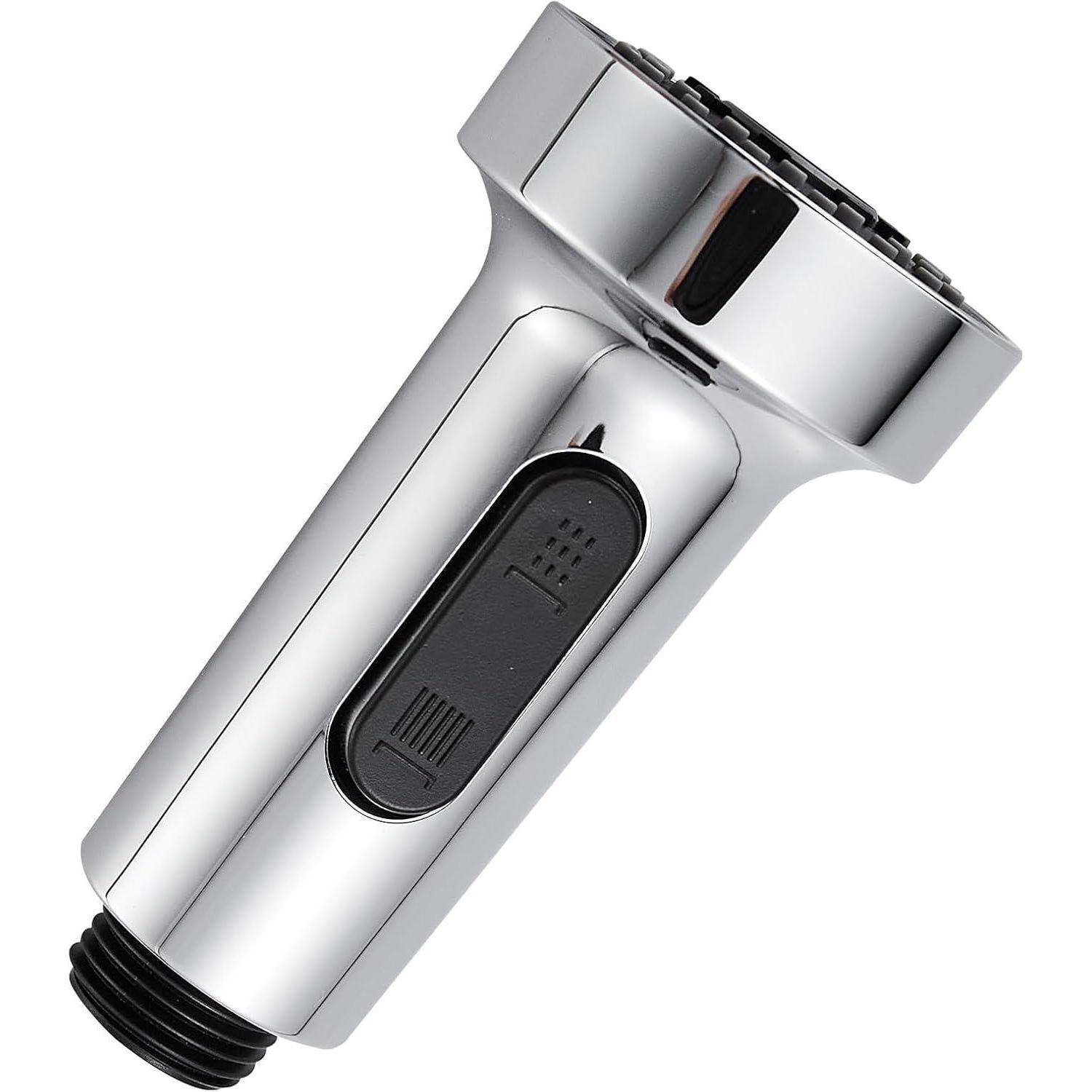 Duschkopf mit Chrom-Finish, ausgestattet mit einem Schalter für verschiedene Strahleinstellungen.