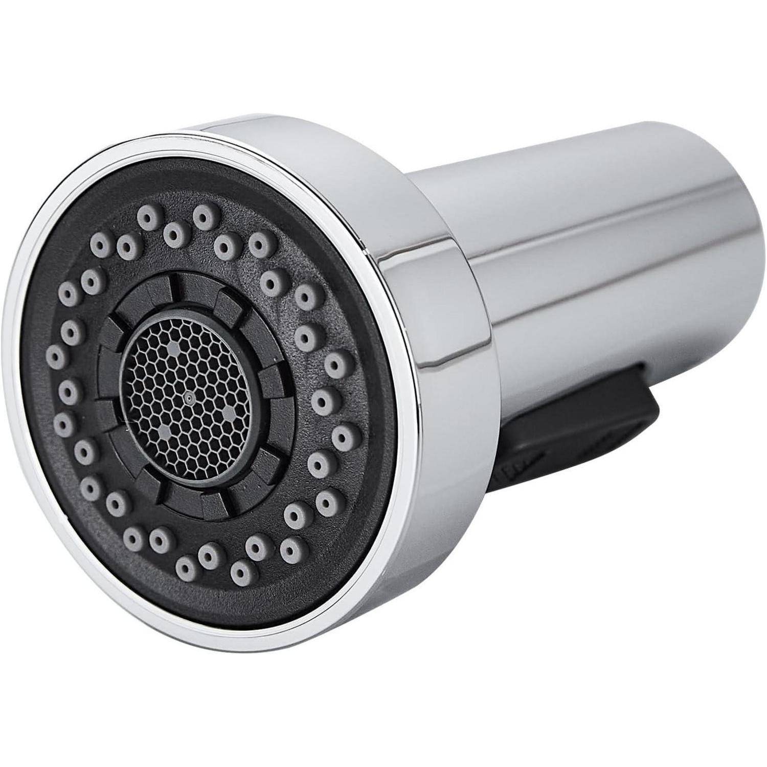 Ein moderner Chrom-Küchenarmatur-Brausekopf mit mehreren Düsen, entwickelt für flexible Wasserführung und verbesserte Reinigung.