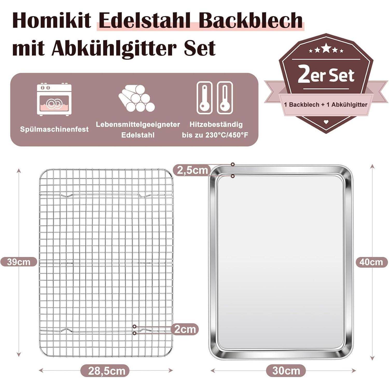 Backblech Abkühlgitter Edelstahl Groß Backform Kuchenblech