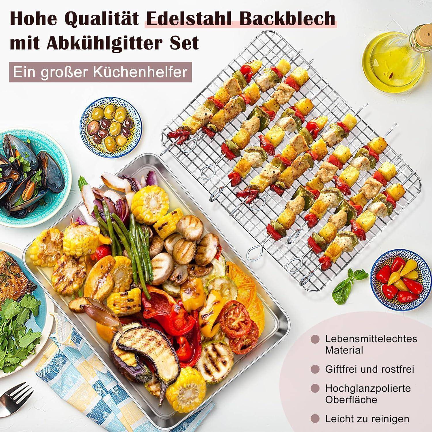 Backblech Abkühlgitter Edelstahl Groß Backform Kuchenblech