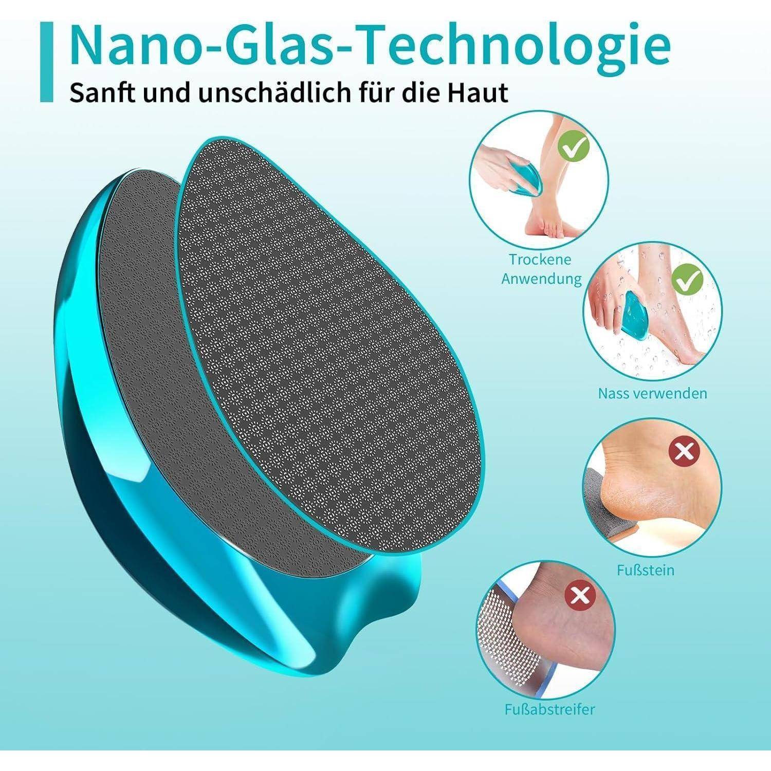 2in1 Nano Glas Fußfeile Hornhautentferner Sicher und Effektiv - Blau