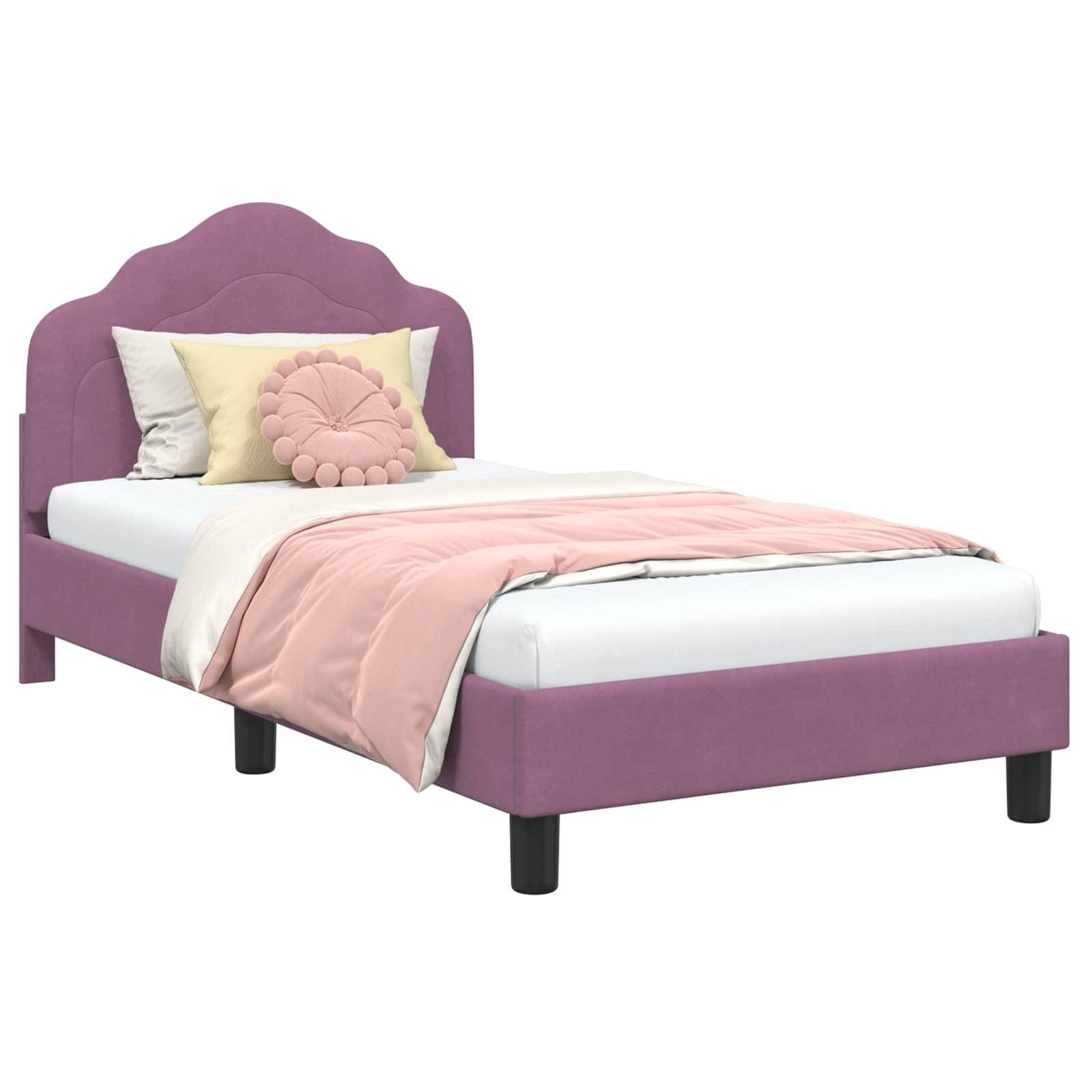 vidaXL Kinderbettgestell mit Kopfteil Lila 80 x 160 cm Samt