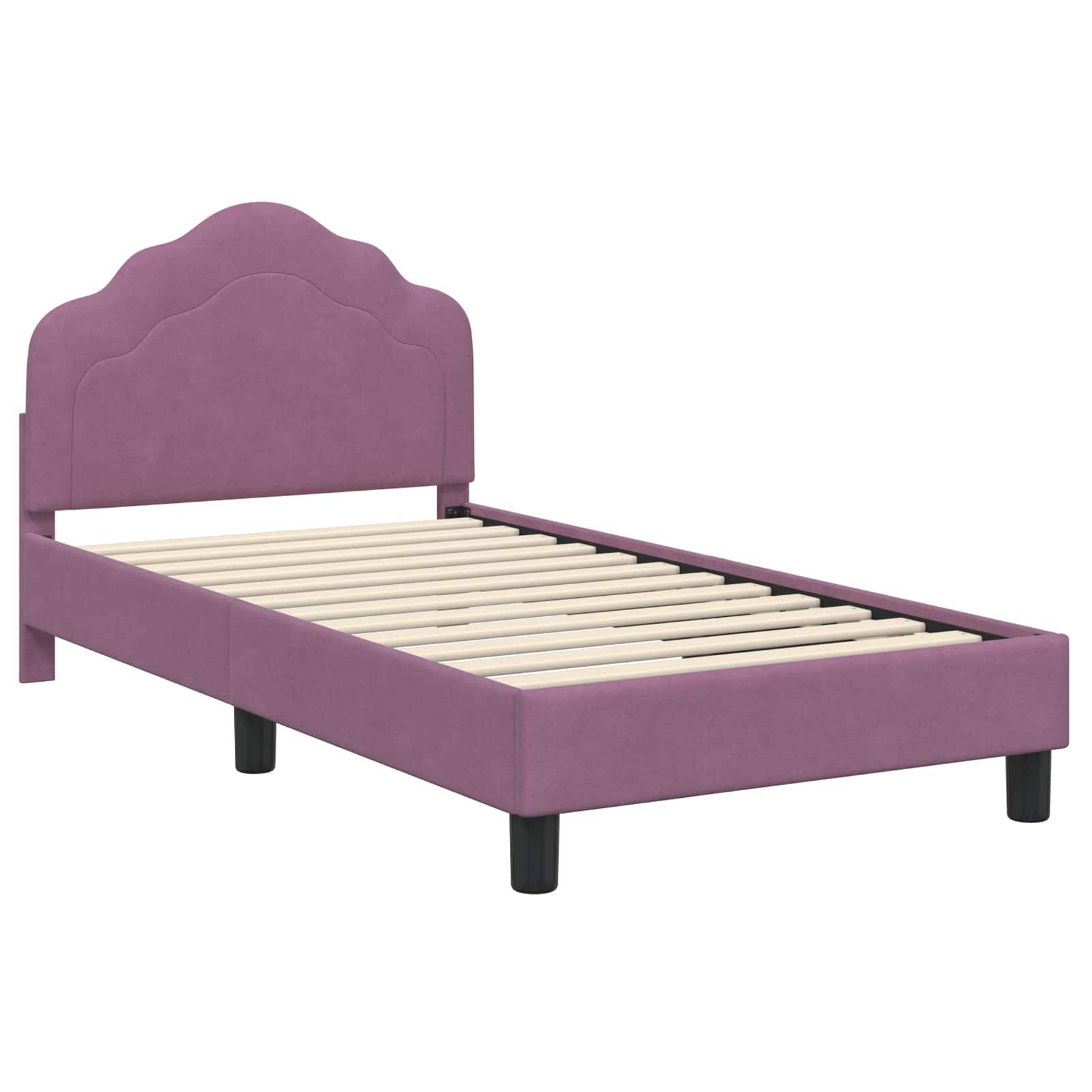 vidaXL Kinderbettgestell mit Kopfteil Lila 80 x 160 cm Samt
