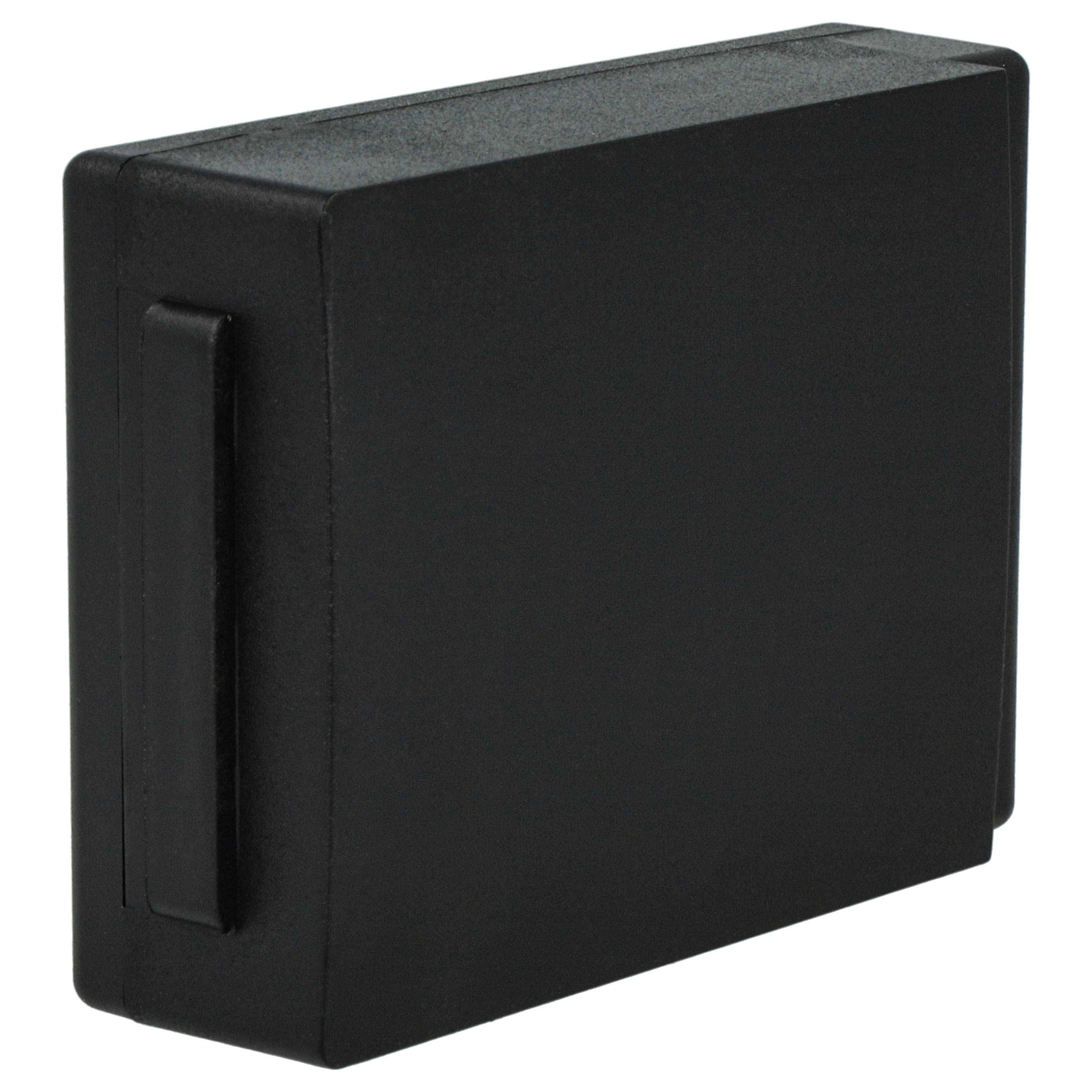 Schwarze rechteckige Box mit einem Griff an der Seite, möglicherweise ein Transportkoffer oder Aufbewahrungsbehälter.