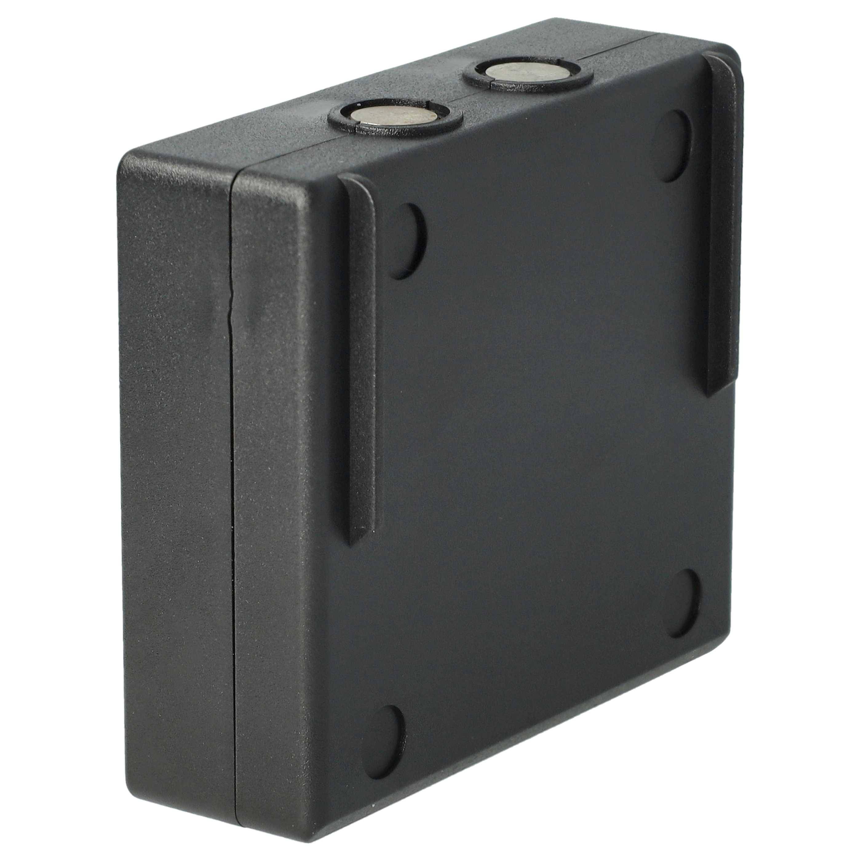 Ein kleines schwarzes rechteckiges elektronisches Gehäuse mit zwei sichtbaren Magneten an der Oberseite.