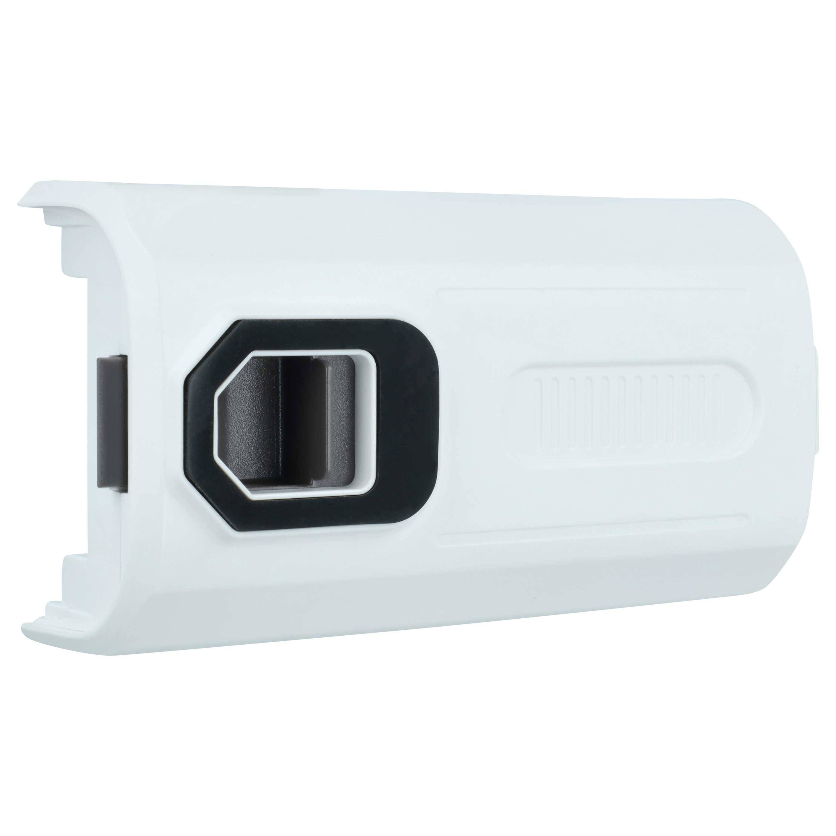 Weißer, wandmontierter Lufterfrischer-Spender aus Kunststoff mit einem sichtbaren schwarzen Hebel auf der Vorderseite.